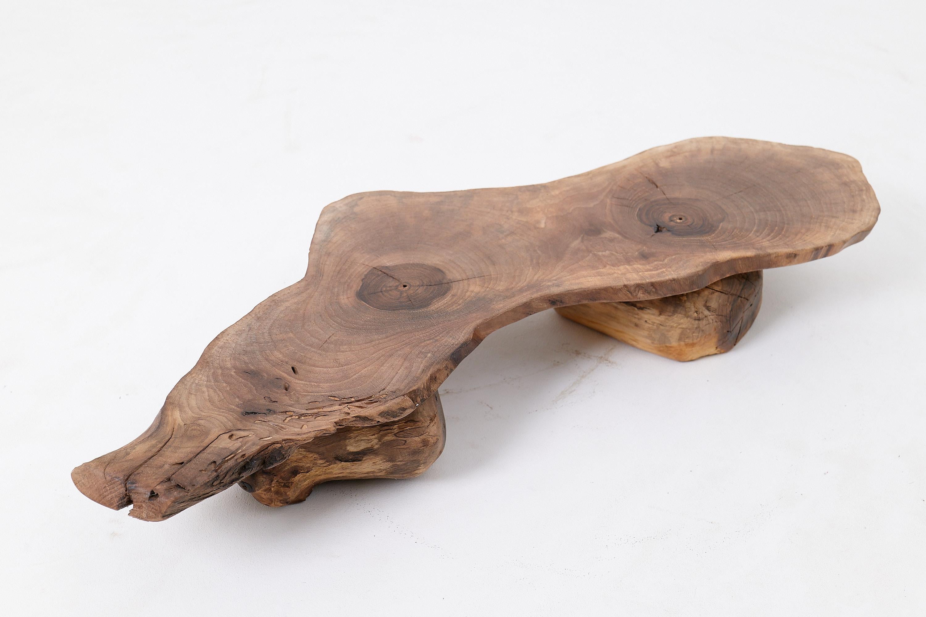 Organic, Low-Profile, Live-Edge, Side Table, Walnut, Handmade By Logniture For Sale 2