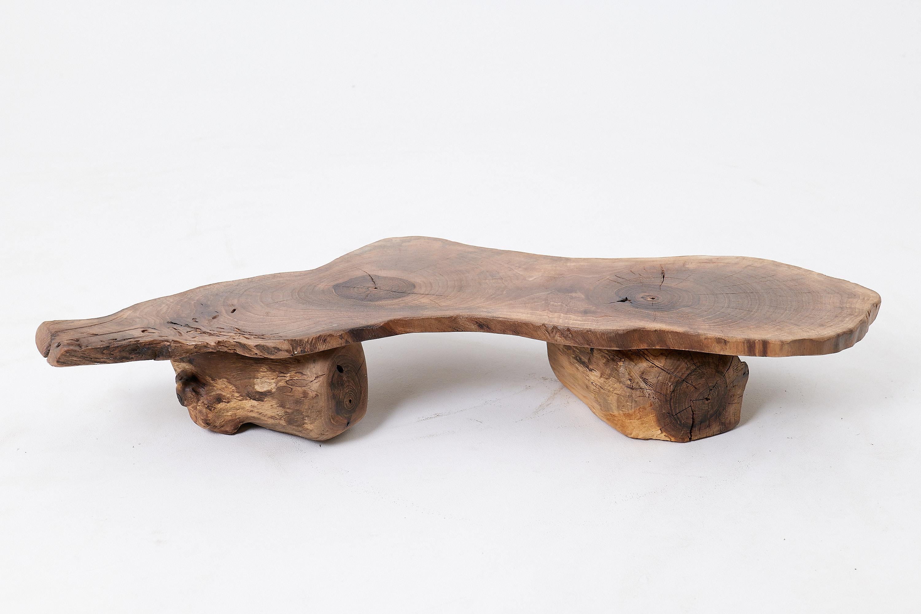 Organic, Low-Profile, Live-Edge, Side Table, Walnut, Handmade By Logniture For Sale 3