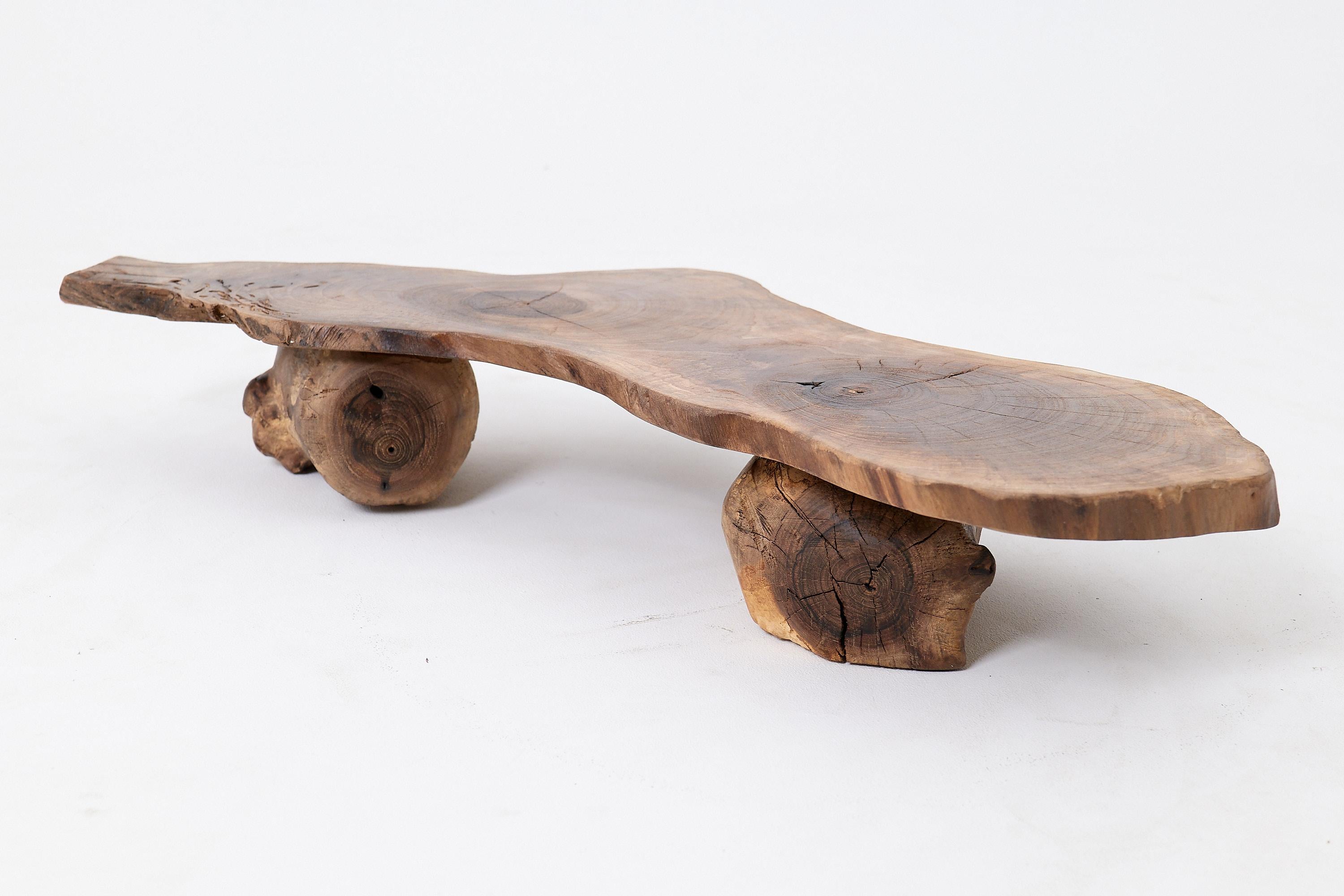 Organic, Low-Profile, Live-Edge, Side Table, Walnut, Handmade By Logniture For Sale 4