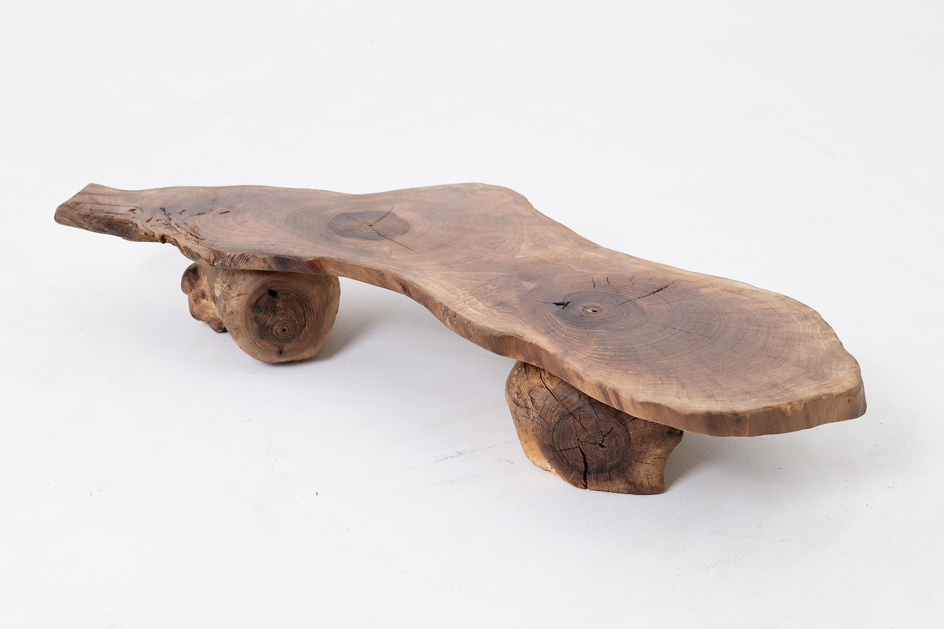 Organic, Low-Profile, Live-Edge, Side Table, Walnut, Handmade By Logniture For Sale 5