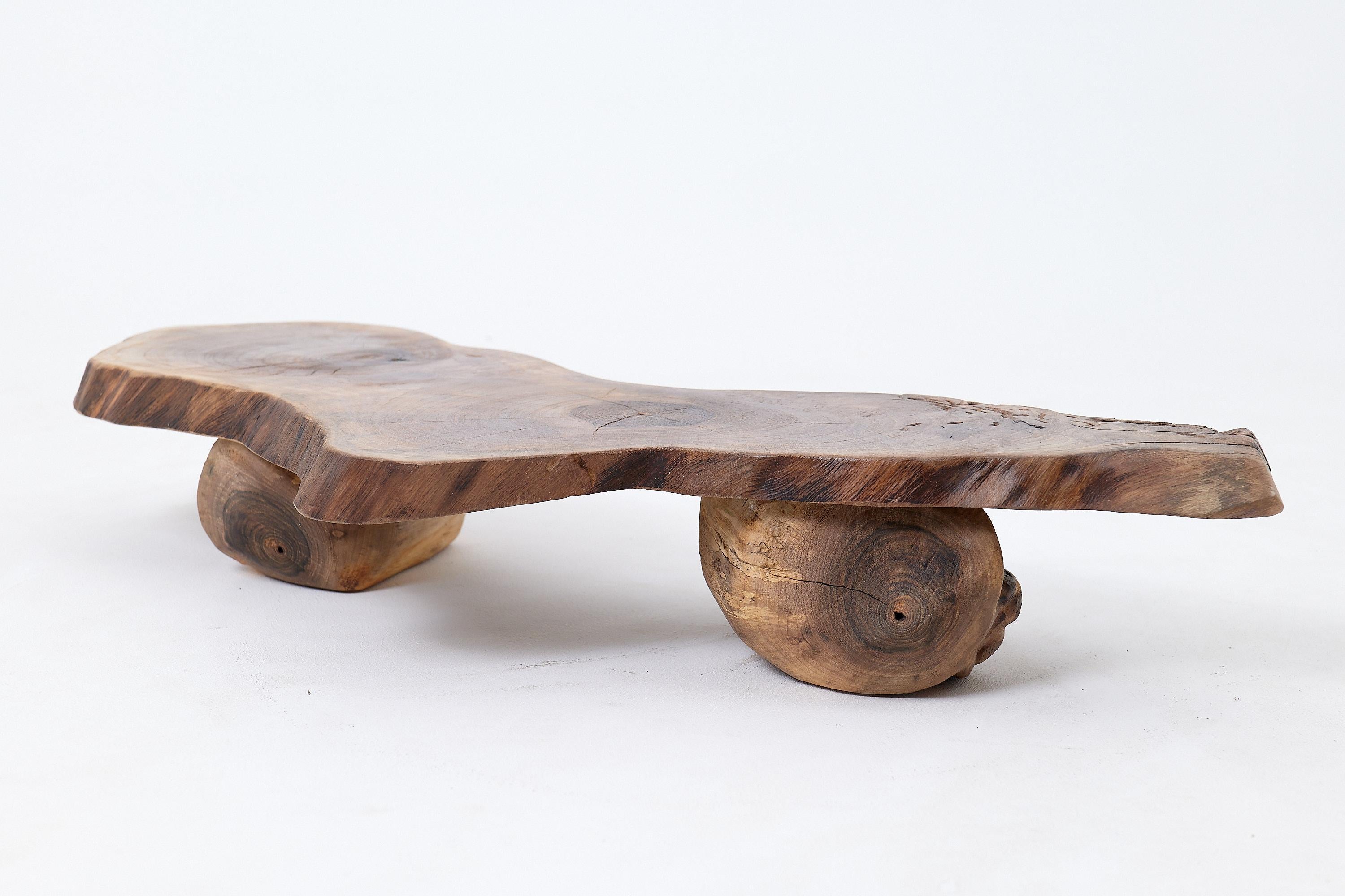 Carved Organic, Low-Profile, Live-Edge, Side Table, Walnut, Handmade By Logniture For Sale