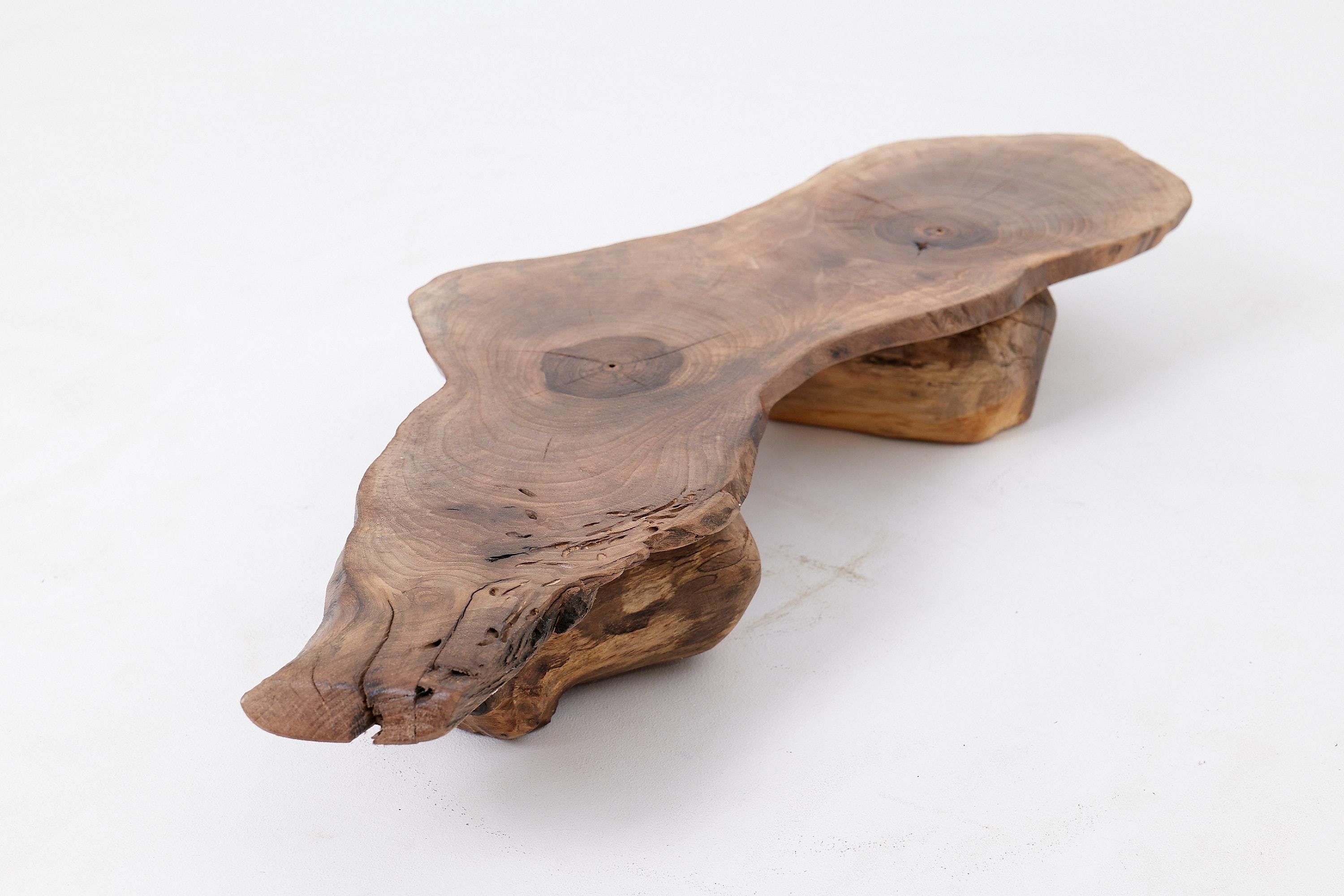 Contemporary Organic, Low-Profile, Live-Edge, Side Table, Walnut, Handmade By Logniture For Sale