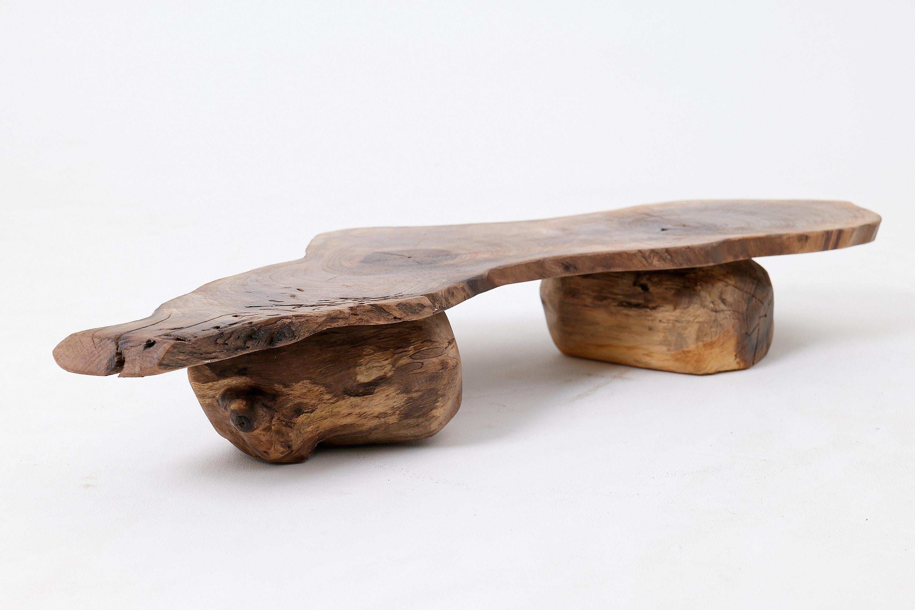 Wood Organic, Low-Profile, Live-Edge, Side Table, Walnut, Handmade By Logniture For Sale