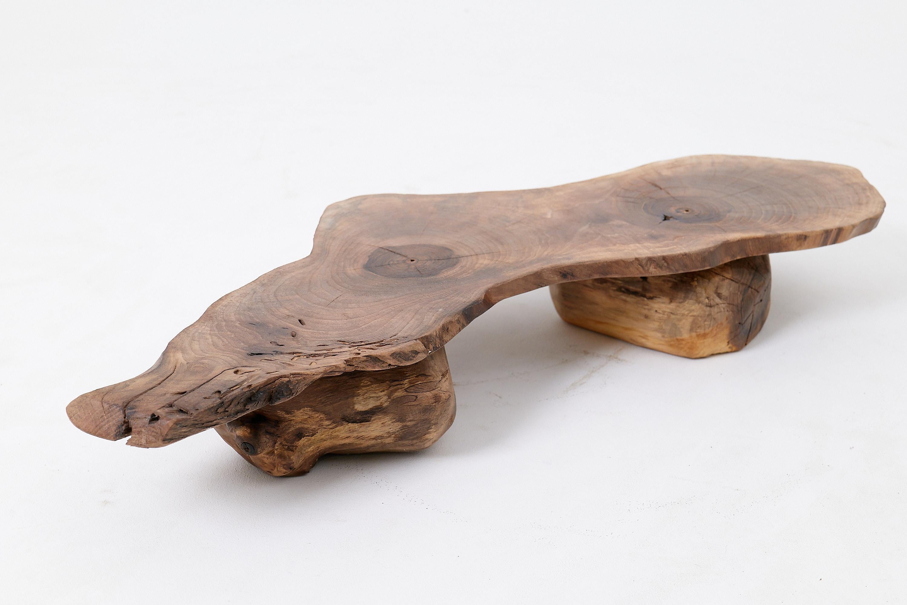 Organic, Low-Profile, Live-Edge, Side Table, Walnut, Handmade By Logniture For Sale 1