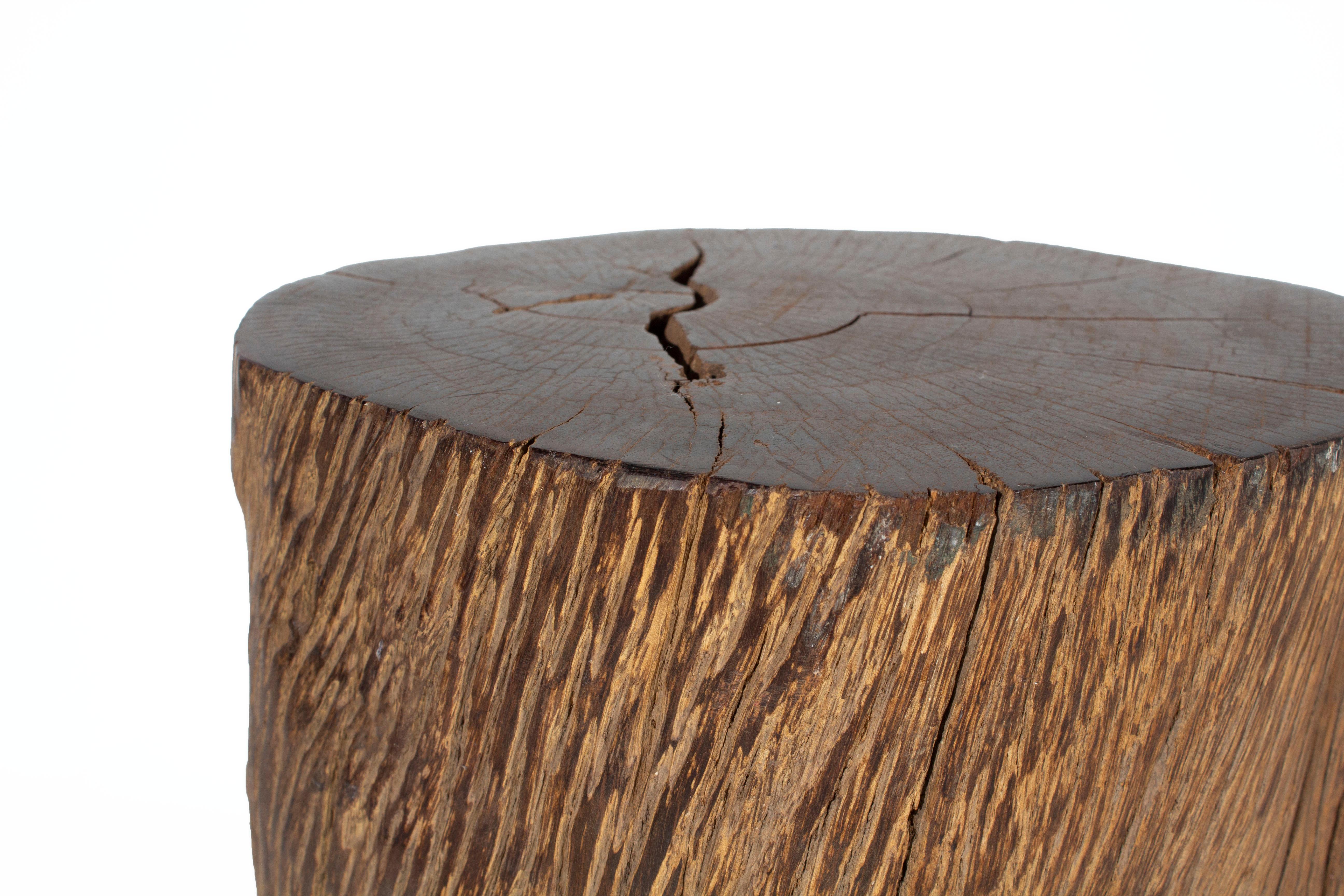 Organic Modern Organic Lychee Wood Stump Side Table For Sale