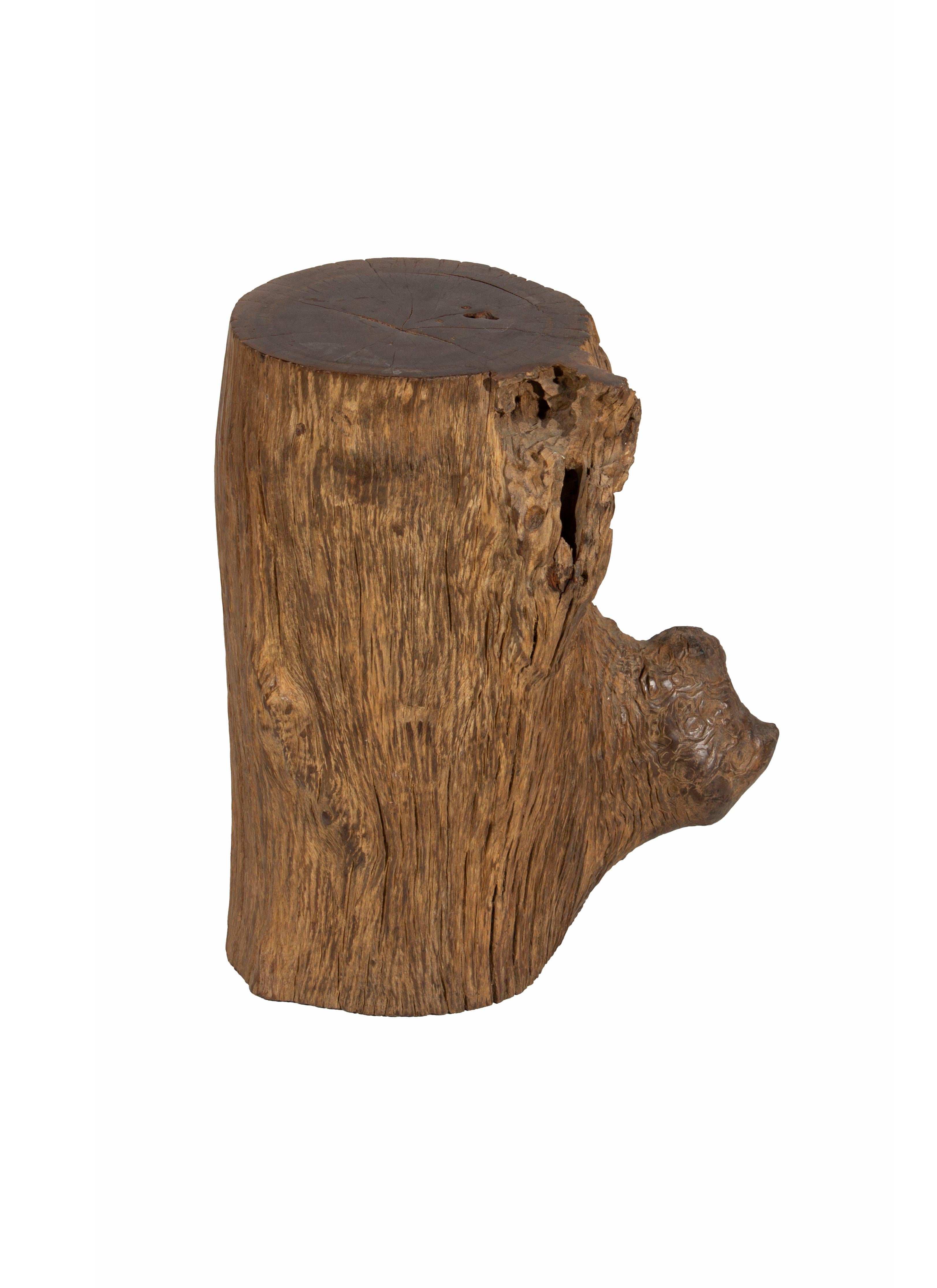 European Organic Lychee Wood Stump Side Table