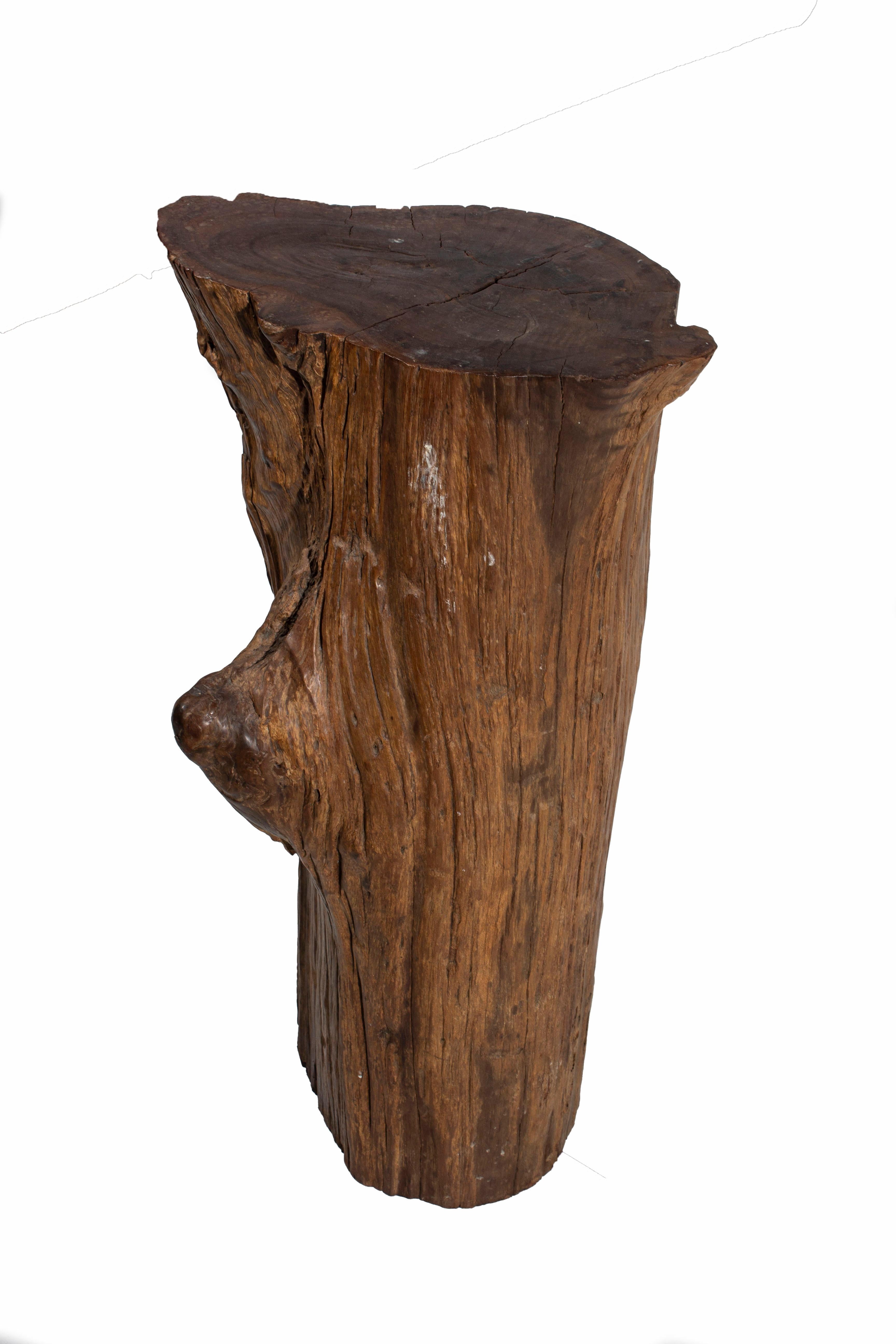 Organic Lychee Wood Stump Side Table In Good Condition In Dallas, TX