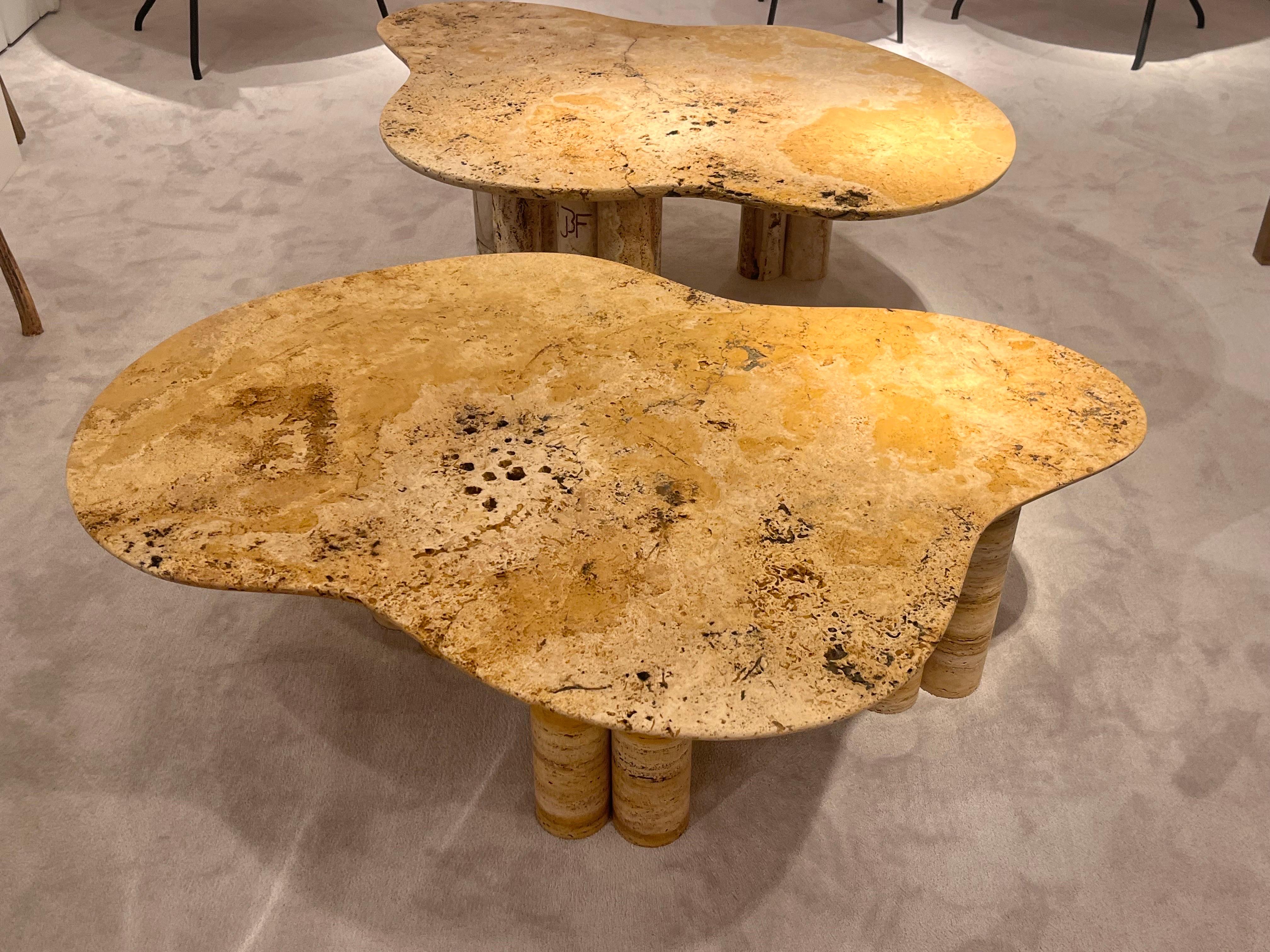 French Organic Marble Coffe Tables By Jean Frederic Bourdier For Sale