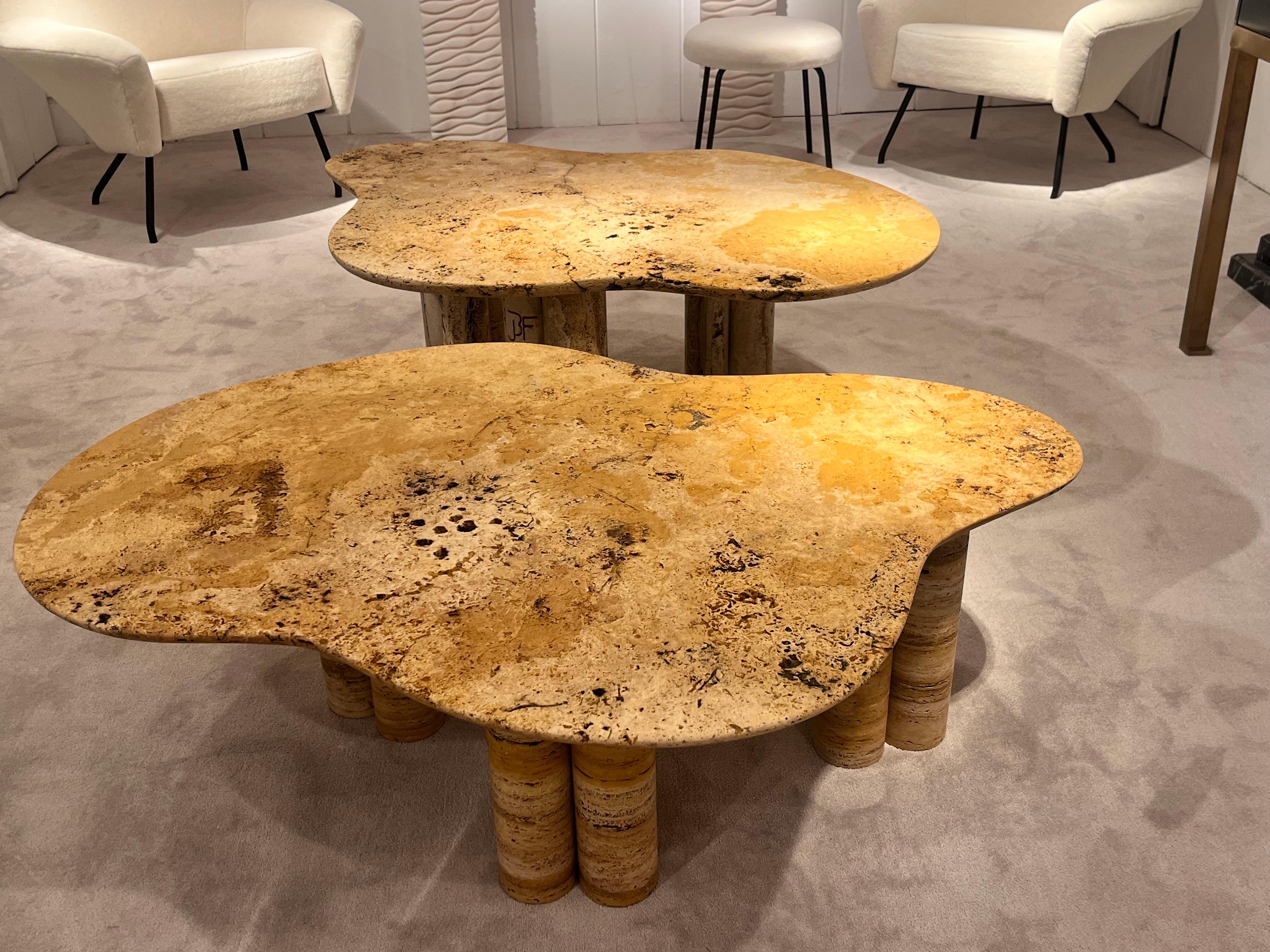 Contemporary Organic Marble Coffe Tables By Jean Frederic Bourdier For Sale