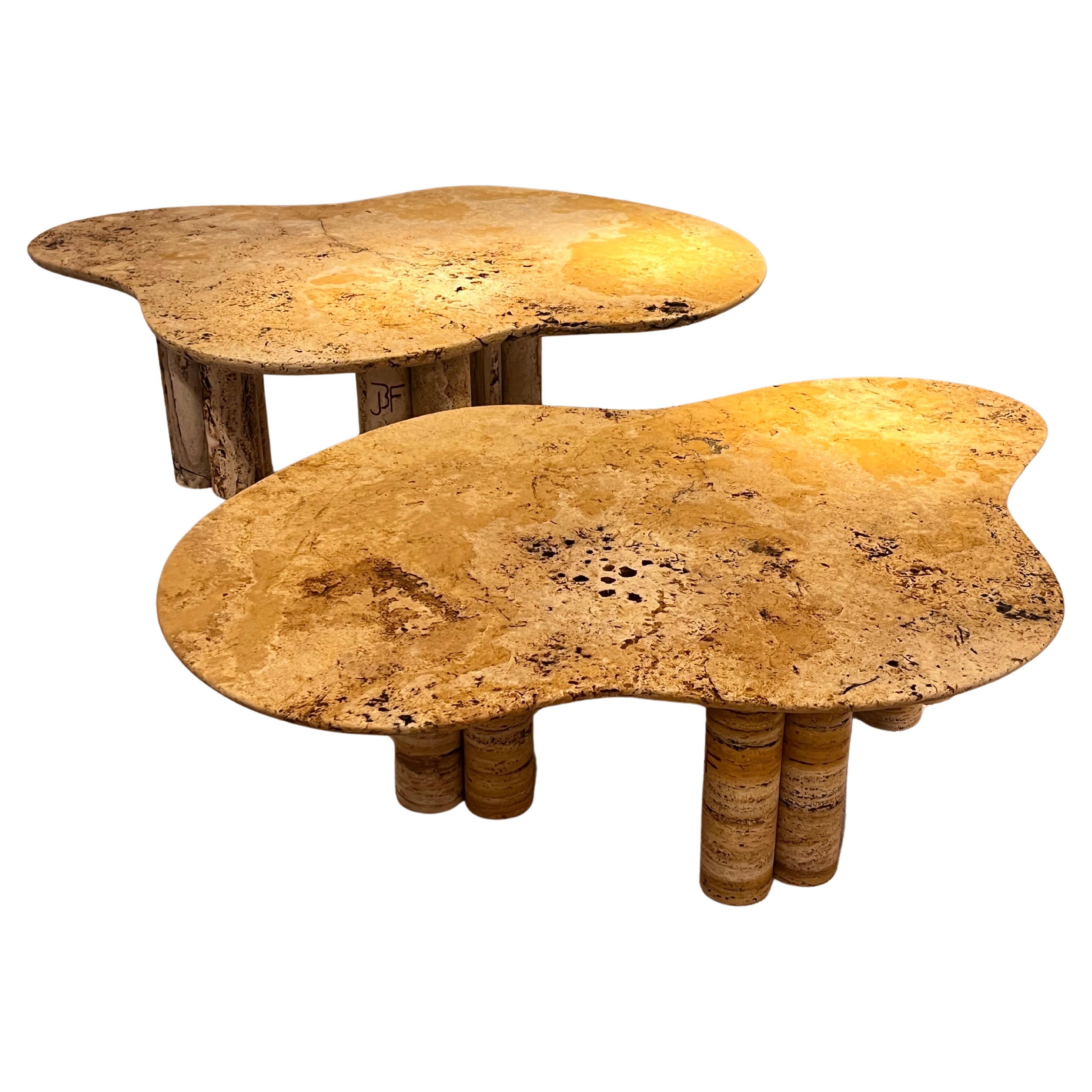 Organic Marble Coffe Tables By Jean Frederic Bourdier For Sale