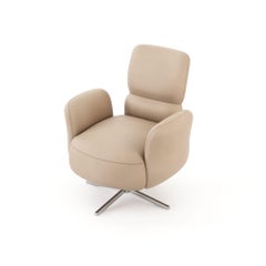 Organic Margem Swivel Chair in Upholstered Leather, Handmade by Stylish Club