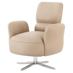 Organic Margem Swivel Chair in Upholstered Leather, Handmade by Stylish Club
