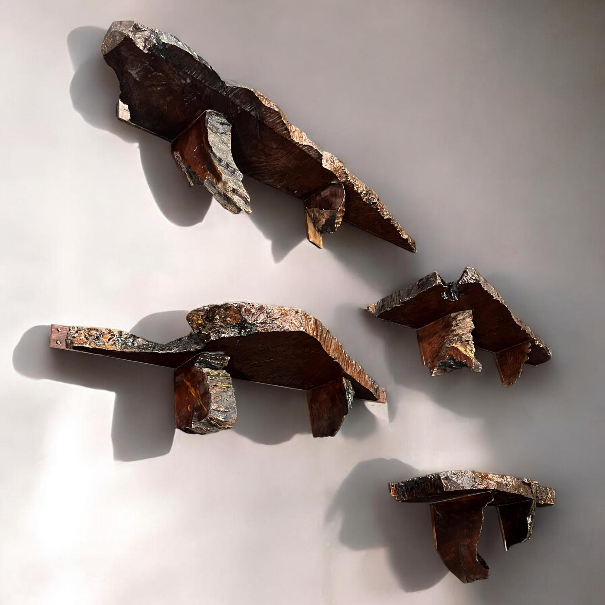 Scaffali da parete in legno rosso a spigoli vivi organici della metà del secolo 1960 In condizioni buone in vendita a Chattanooga, TN