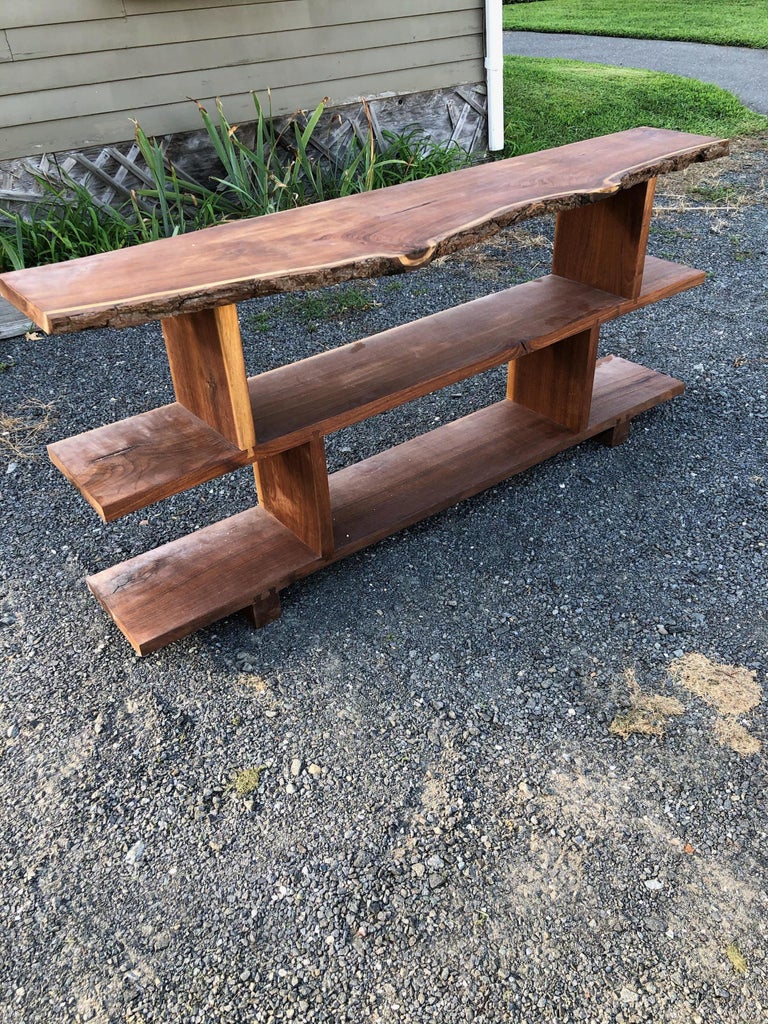 Organic MidCentury Modern Style Black Walnut Live Edge Bookshelf