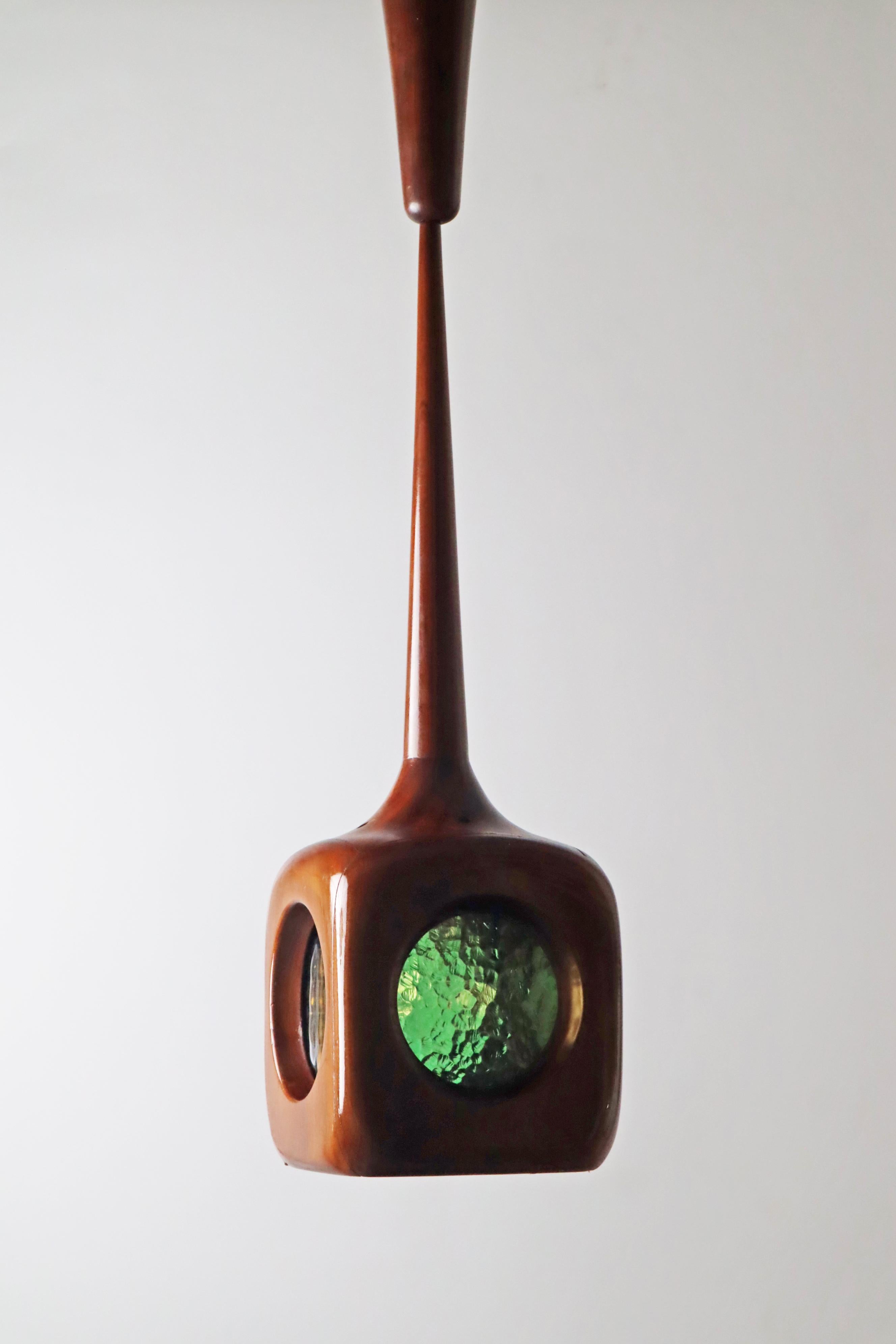 Organic Mid-Century Modern Hanging Lamp with Stained Glass Panels, Sweden 1960s For Sale 5