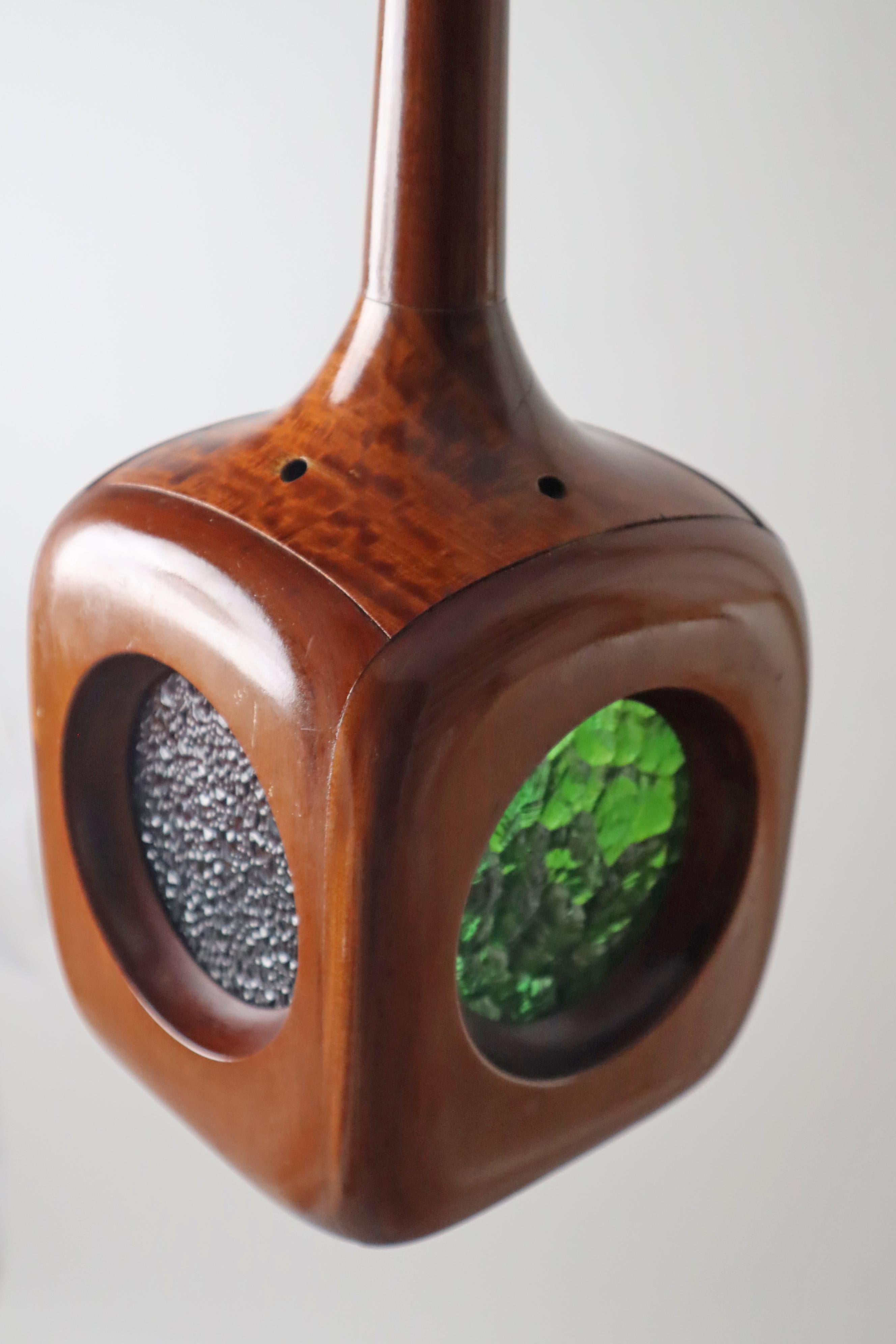 Organic Mid-Century Modern Hanging Lamp with Stained Glass Panels, Sweden 1960s For Sale 7