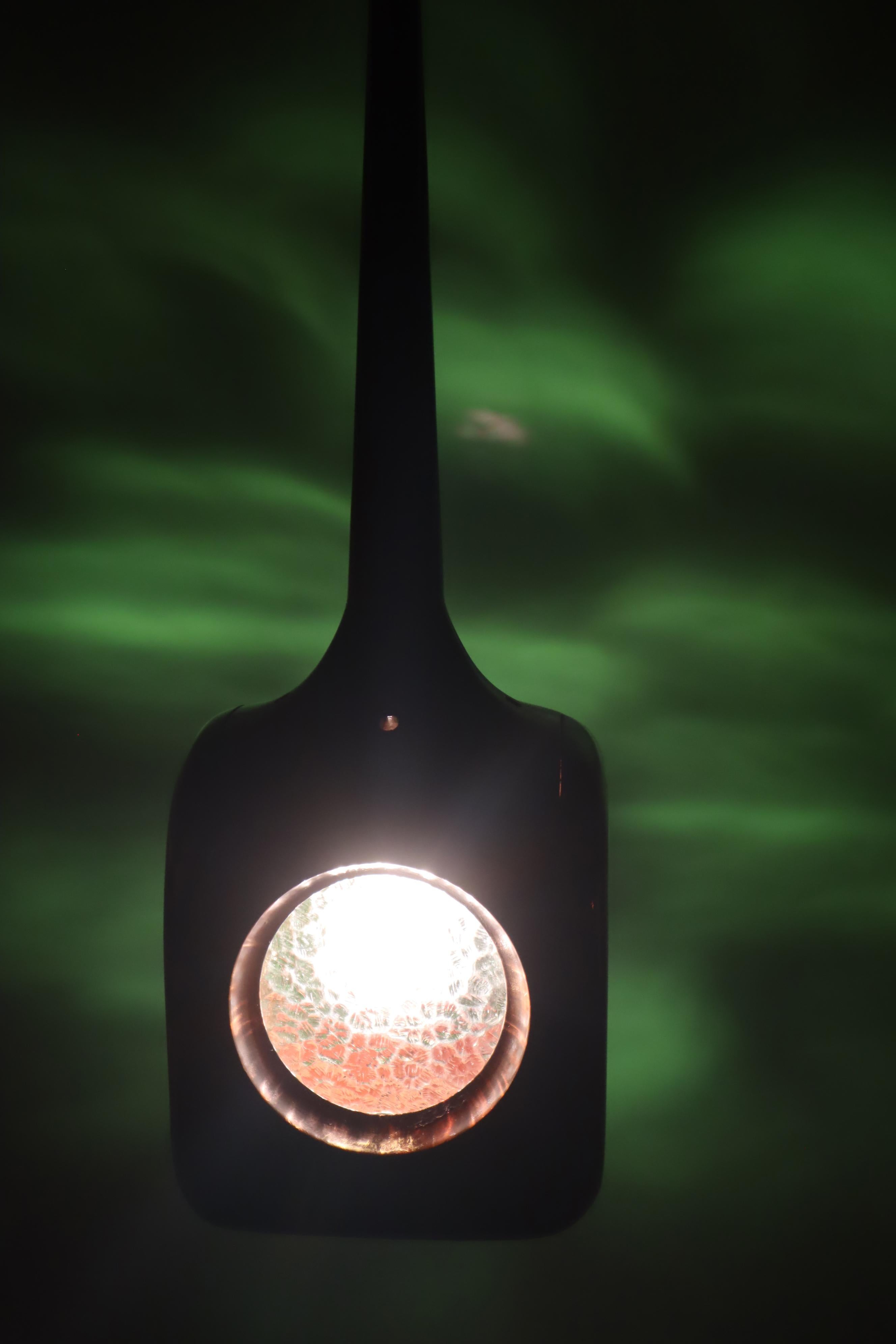 Organic Mid-Century Modern Hanging Lamp with Stained Glass Panels, Sweden 1960s For Sale 1