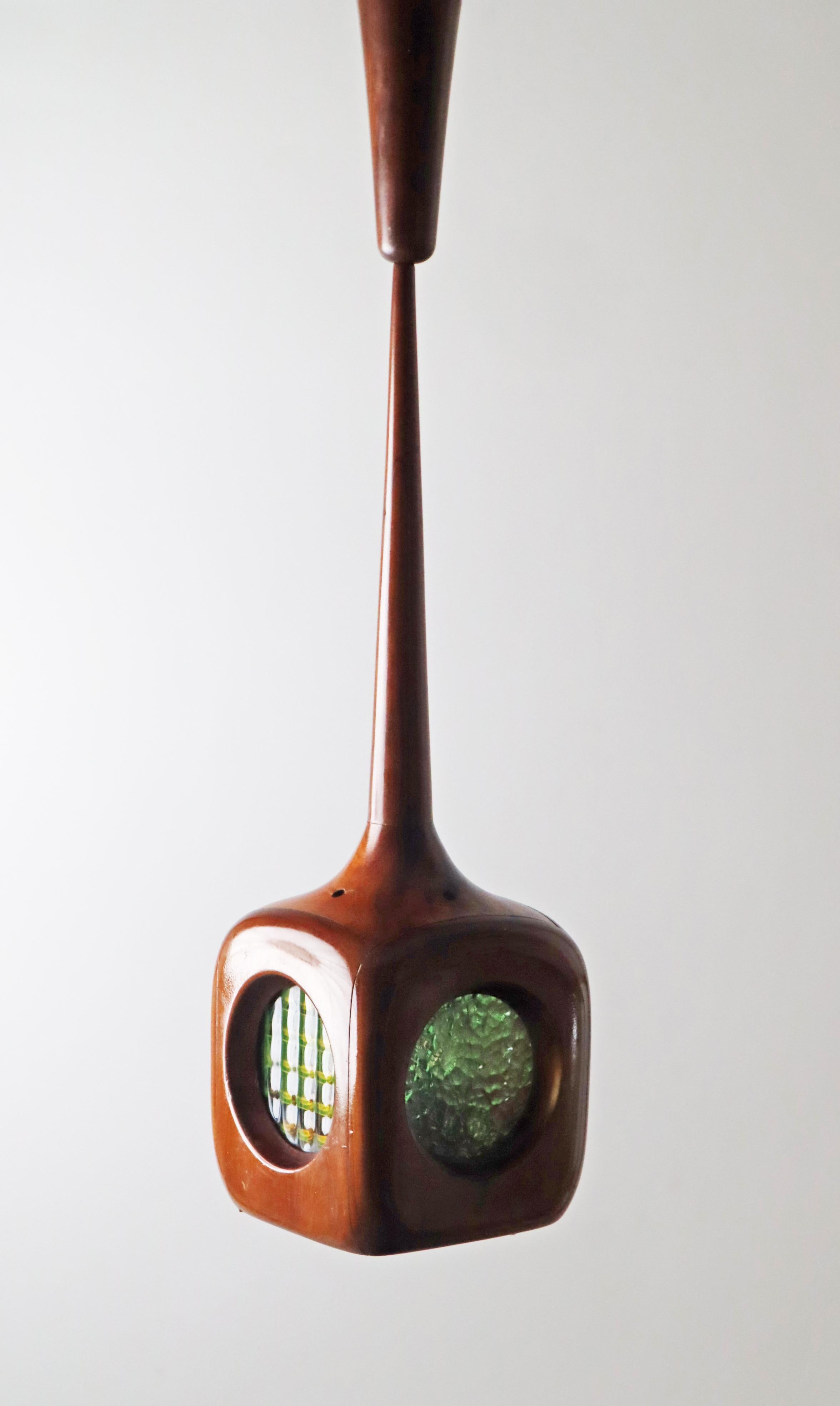 Organic Mid-Century Modern Hanging Lamp with Stained Glass Panels, Sweden 1960s For Sale 3