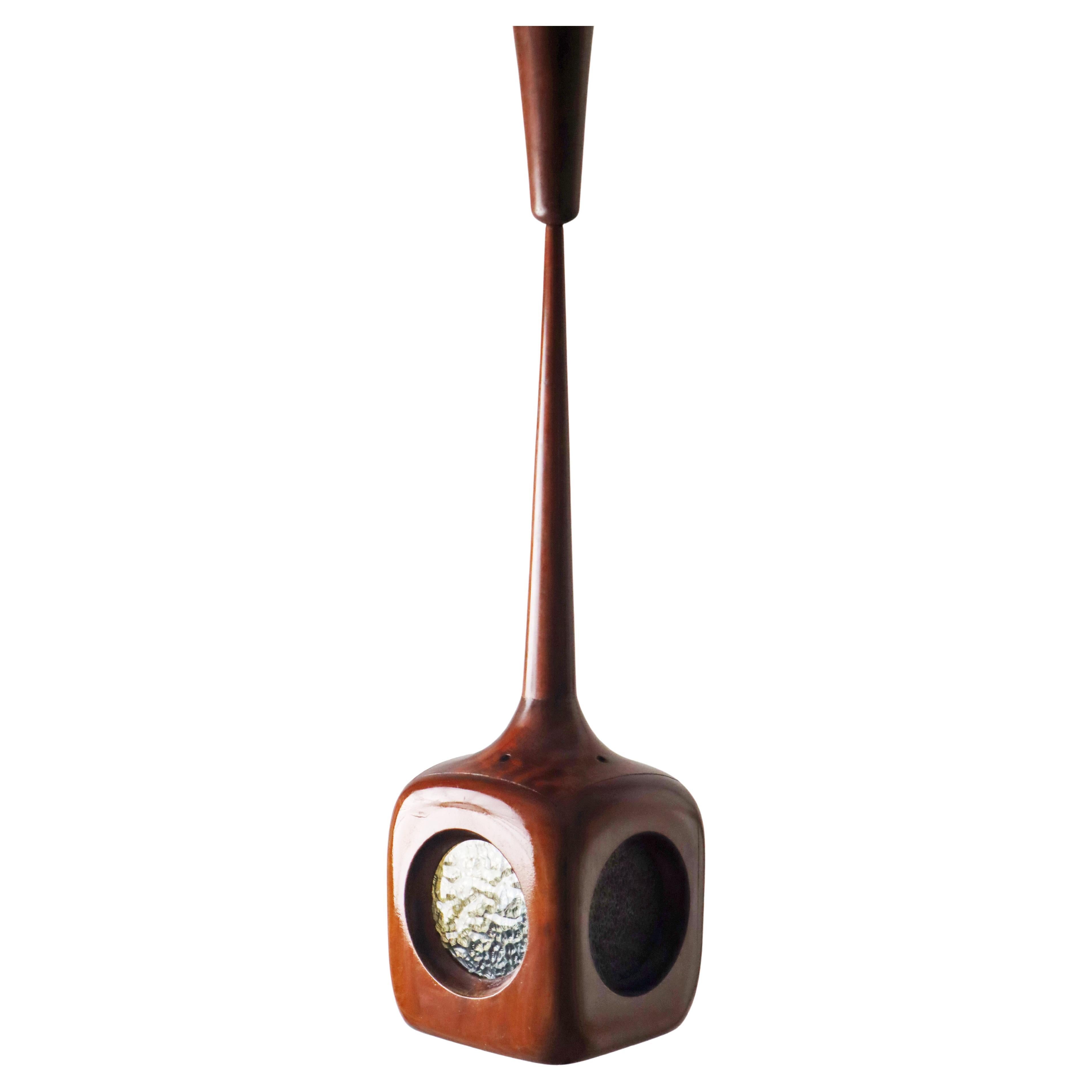 Organic Mid-Century Modern Hanging Lamp with Stained Glass Panels, Sweden 1960s For Sale