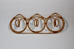 Organic Mid Century Modern Riviera Vintage Rattan Bamboo Coat Hooks 1950s Italy