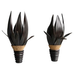 Organic Mid-Century Modern Wood and Leaf Wall Lamps, 1970's