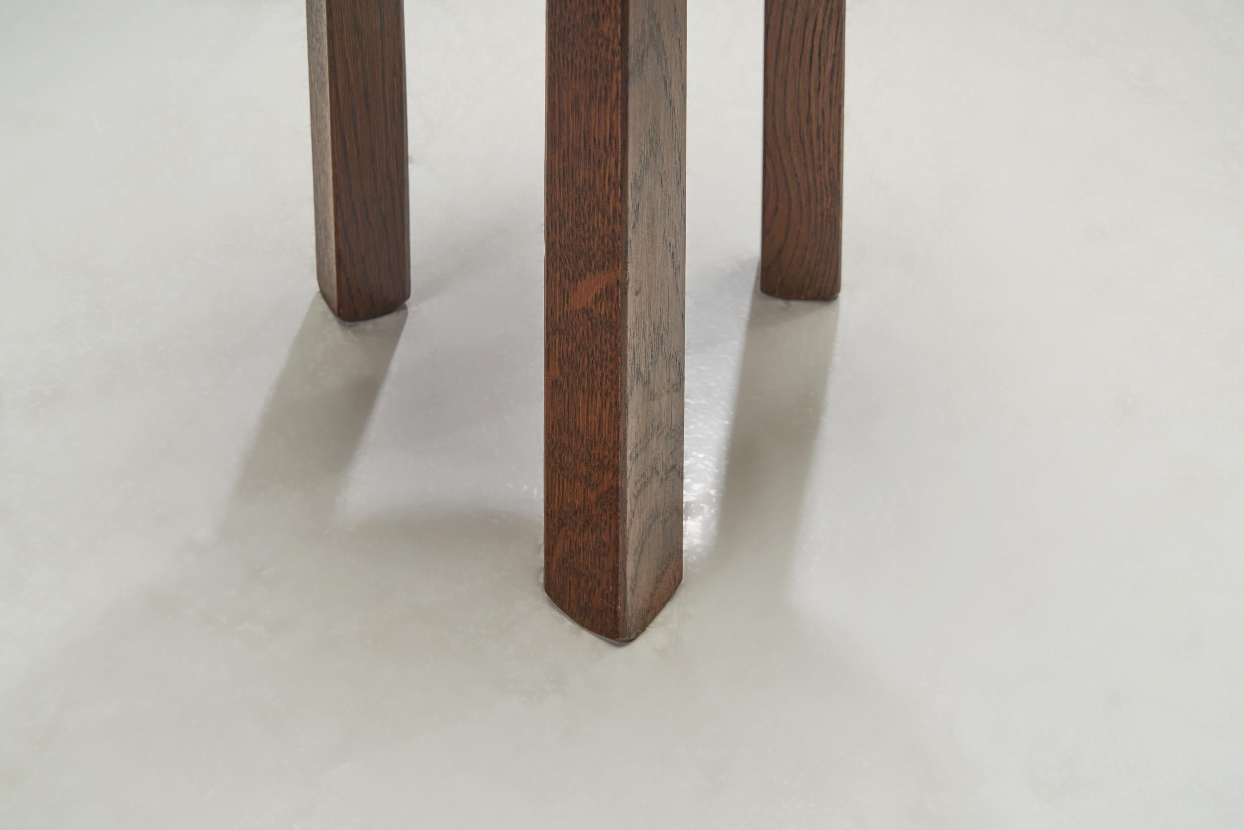 Organic Mid-Century Tripod Wood Stool, Europe ca 1950s 7