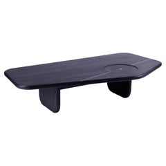 Esvee Atelier Ishi Large Black Oak Katana-Inspired Coffee Table with Brass