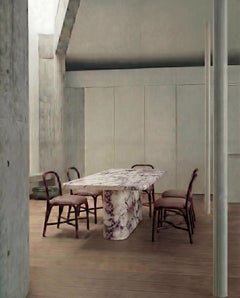 Organic Minimalist Viola Veined Violet Modern Marble Rectangle Dining Table