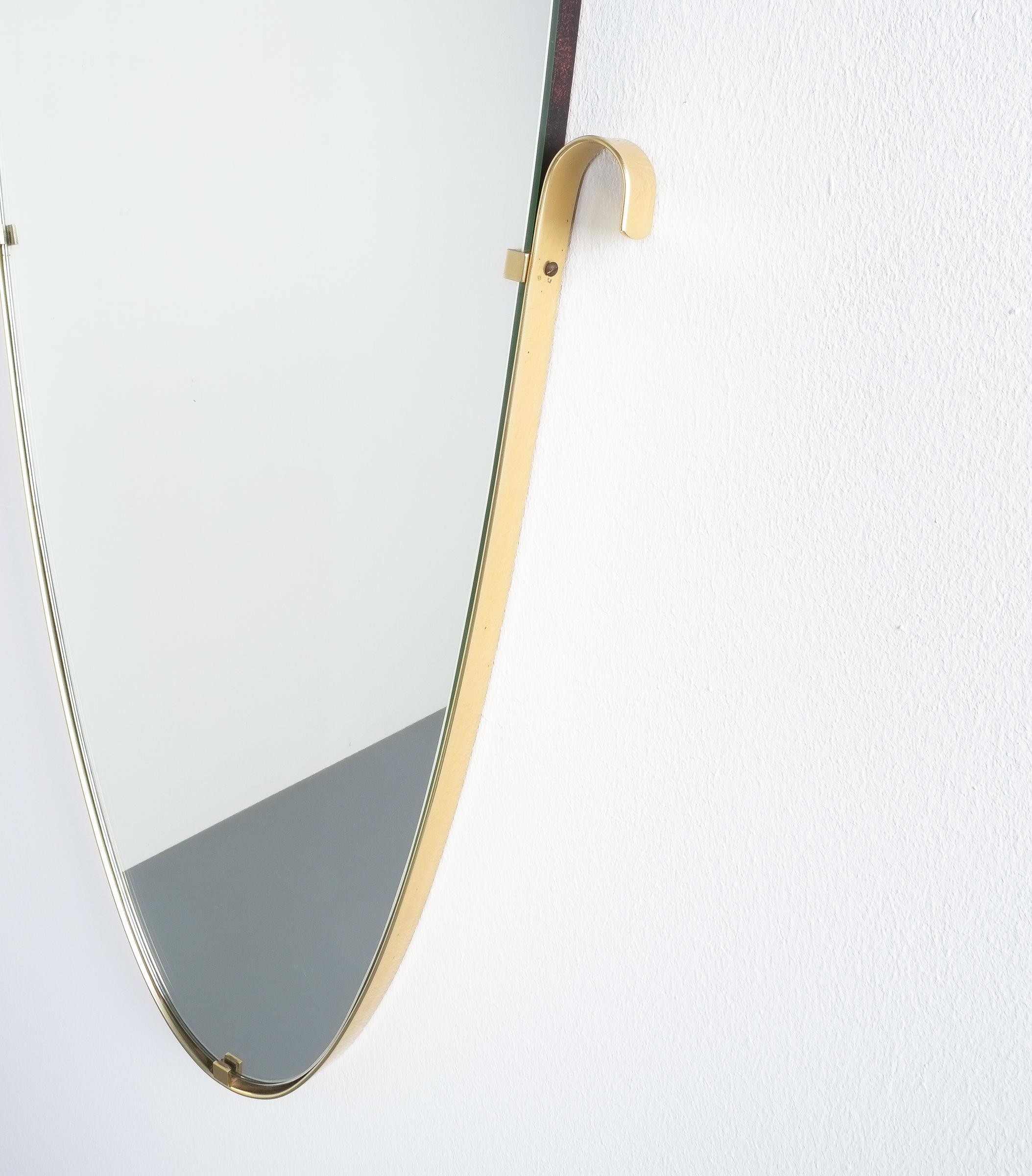 Mid-Century Modern Organic Mirror with Brass Accents, Italy, 1955