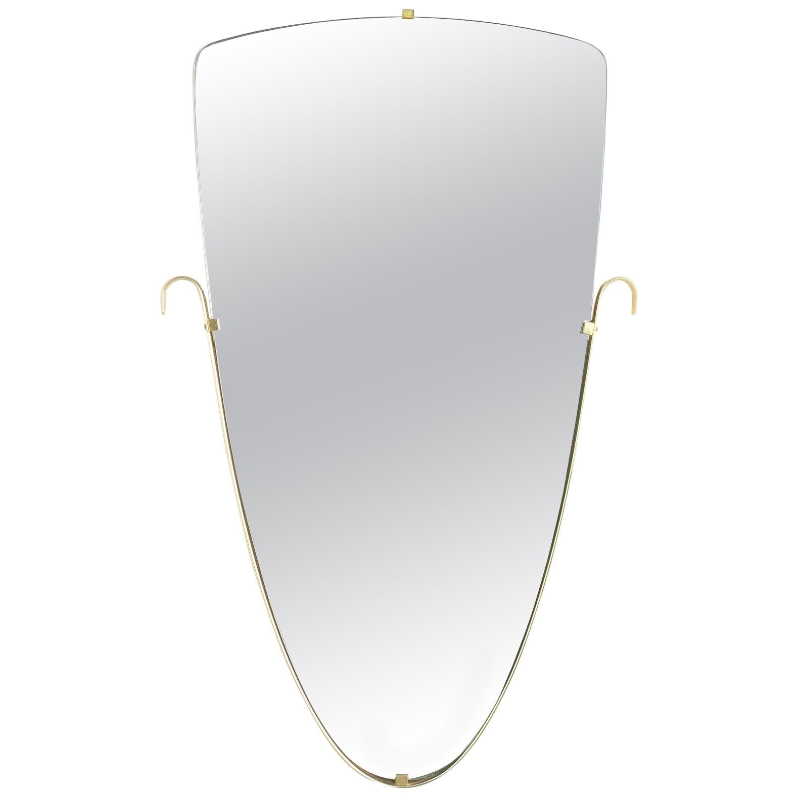 Organic Mirror with Brass Accents, Italy, 1955