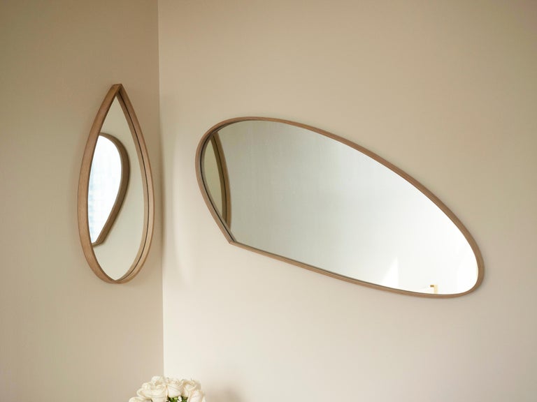 Hand-Carved Organic Mirror, Wooden Steam-Bent Wall Mirror by Soo Joo