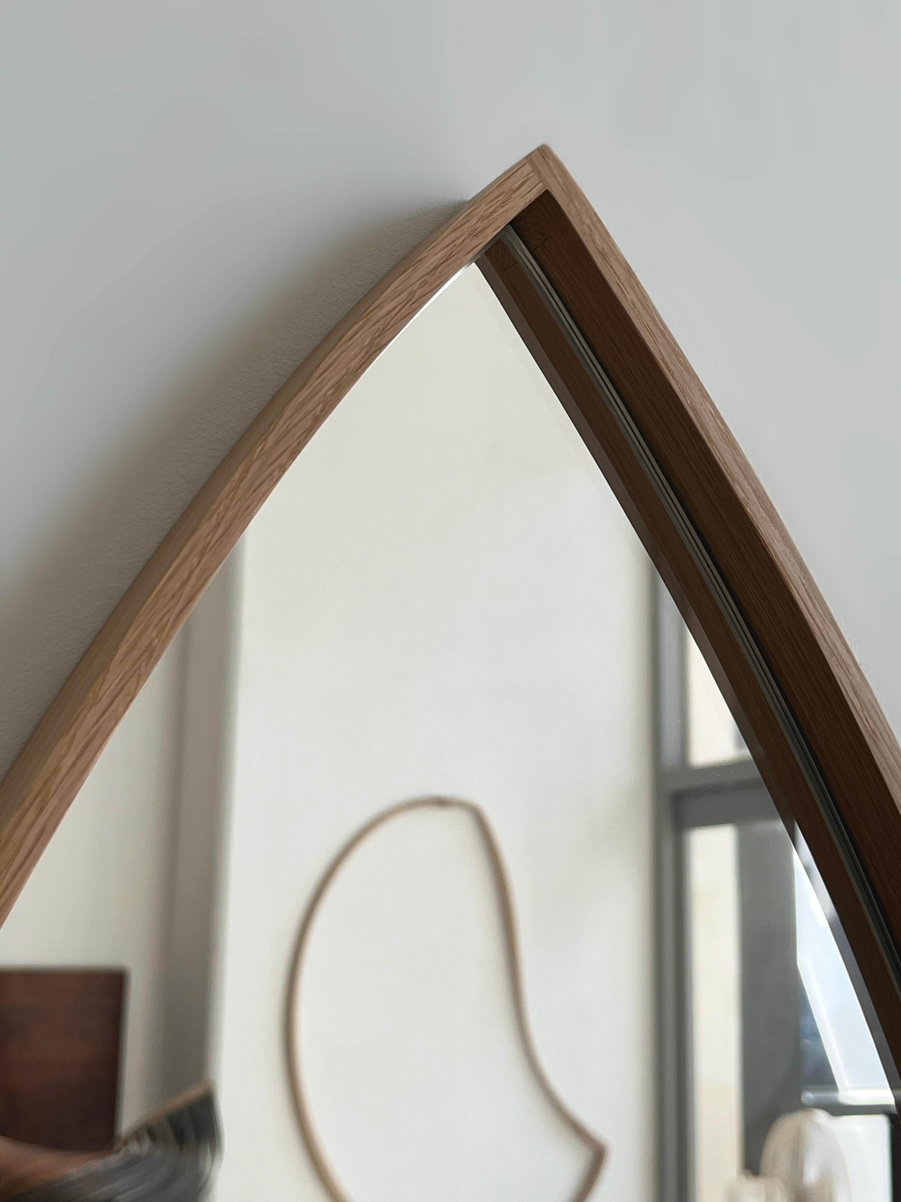 Hand-Carved Organic Mirror, Wooden Steam-Bent Wall Mirror by Soo Joo For Sale