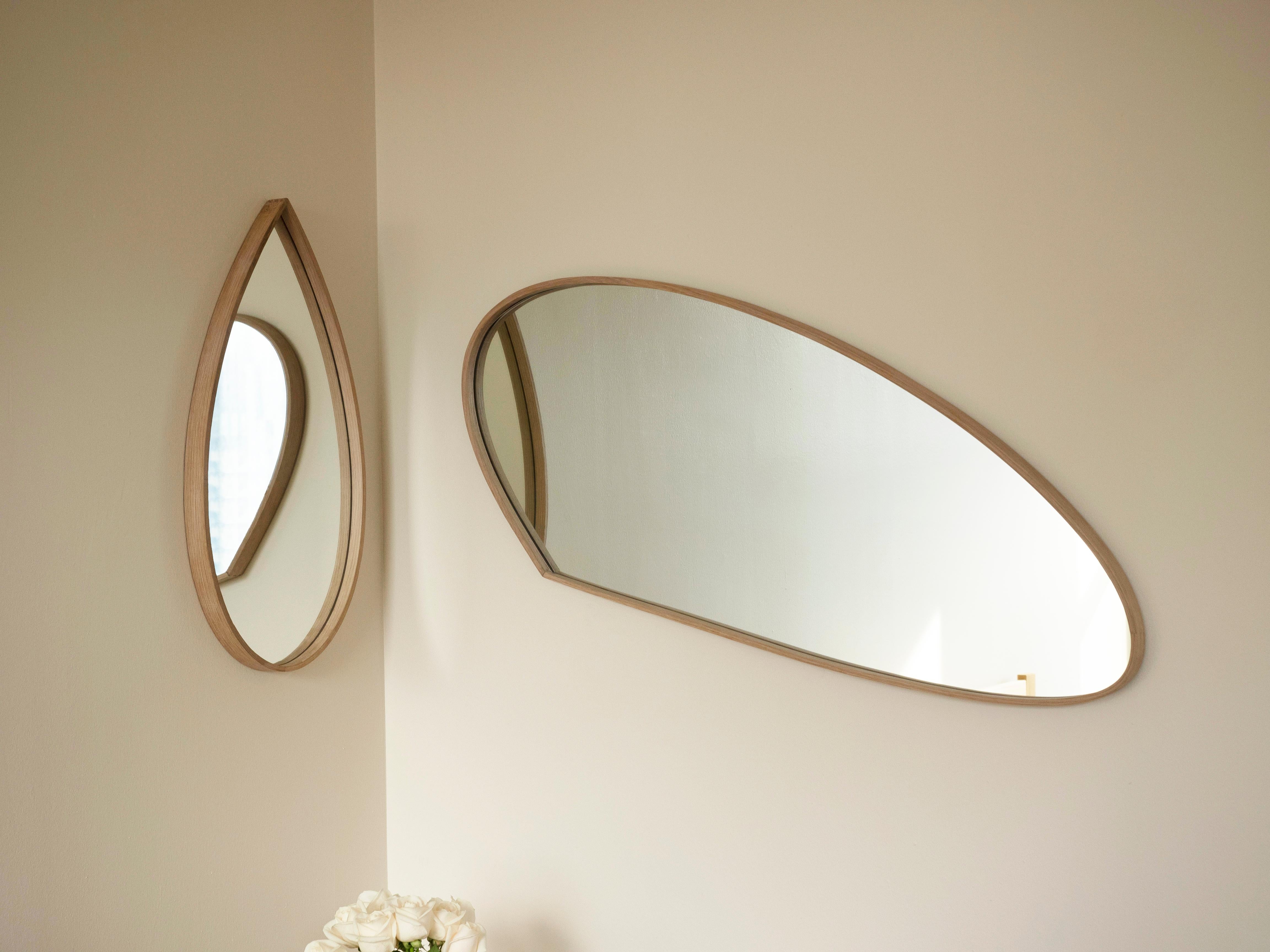Hand-Carved Organic Mirror, Wooden Steam-Bent Wall Mirror by Soo Joo For Sale