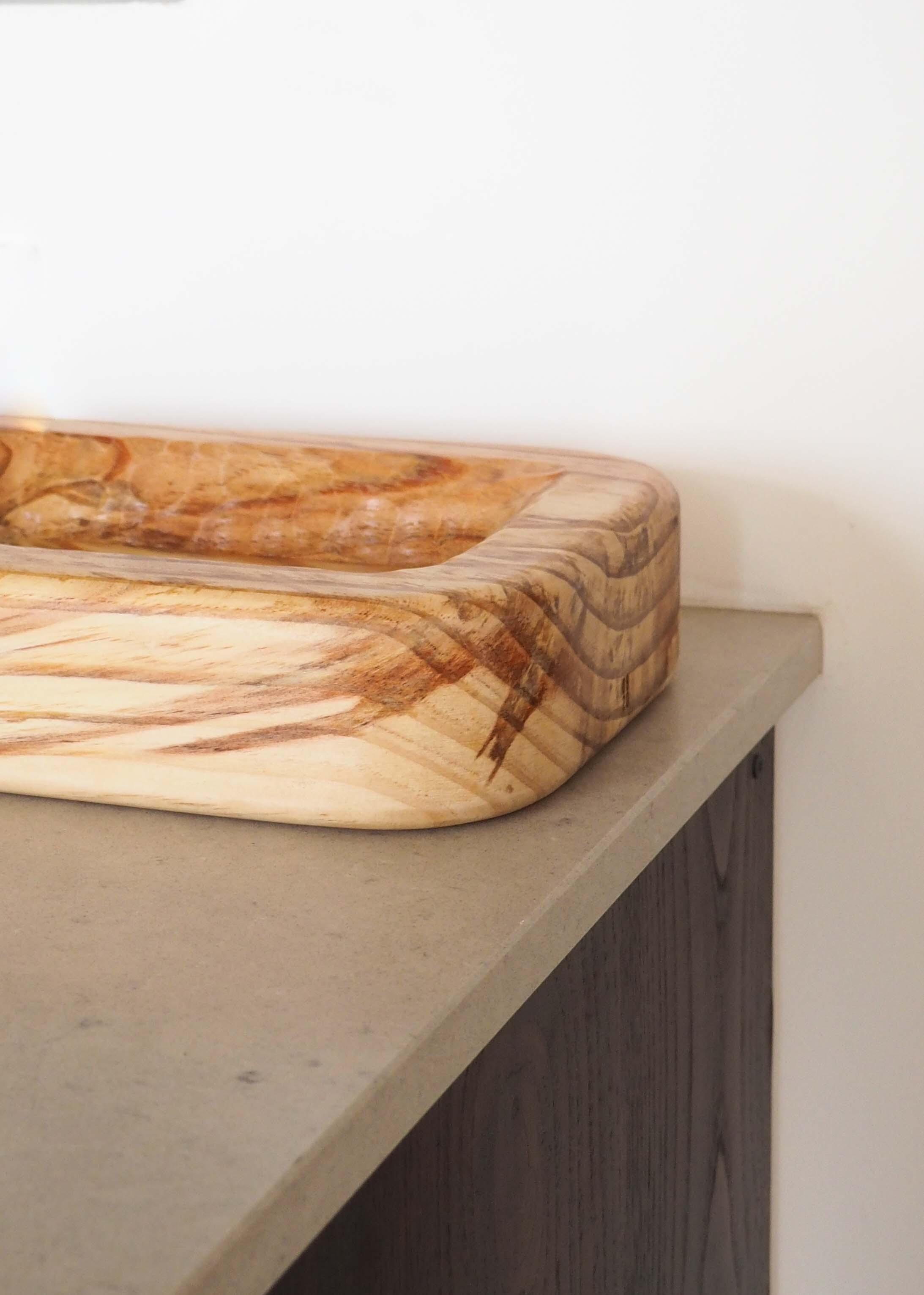 Minimalist ORGANIC basket, pine wood, Handmade in France For Sale