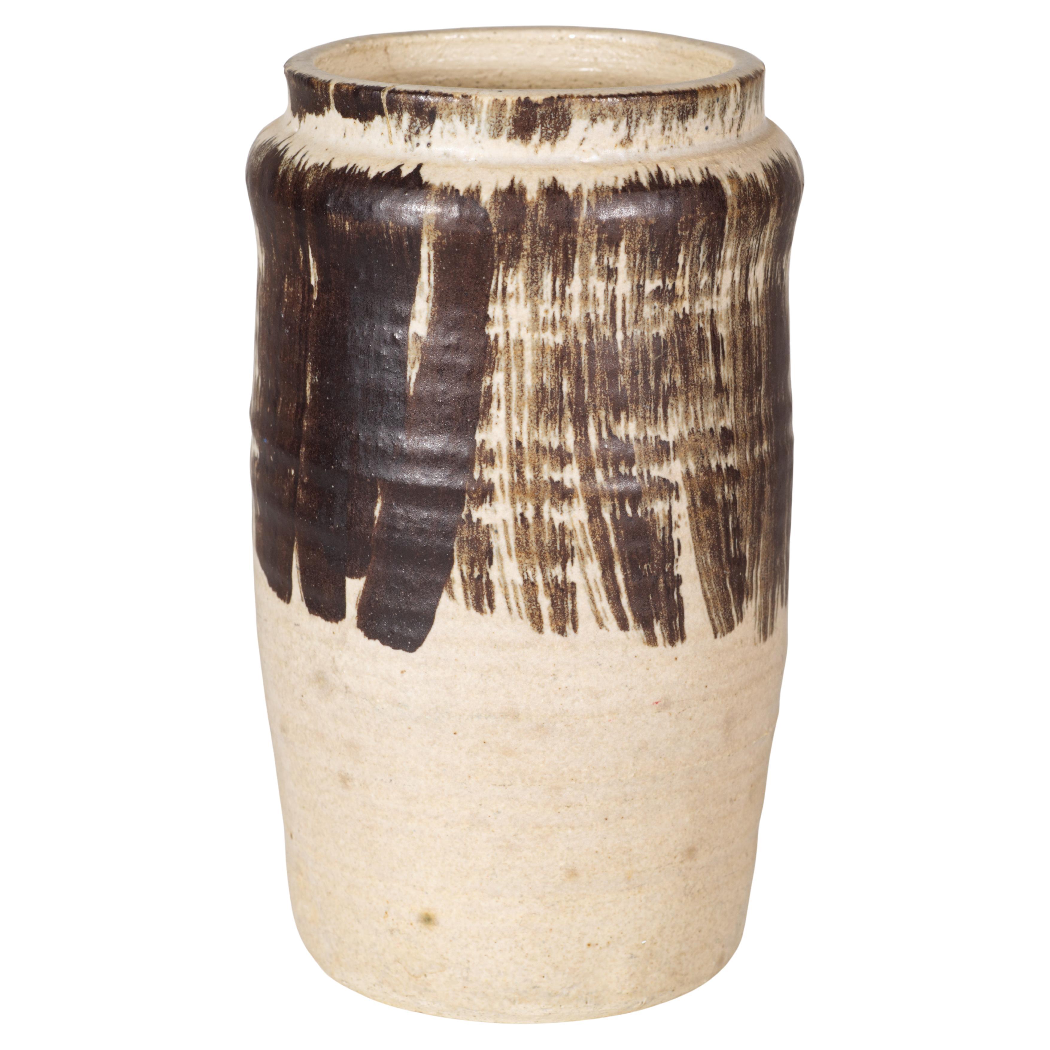 Organic Modern Abstract Graphic Vase, American Studio Art Pottery, 1972