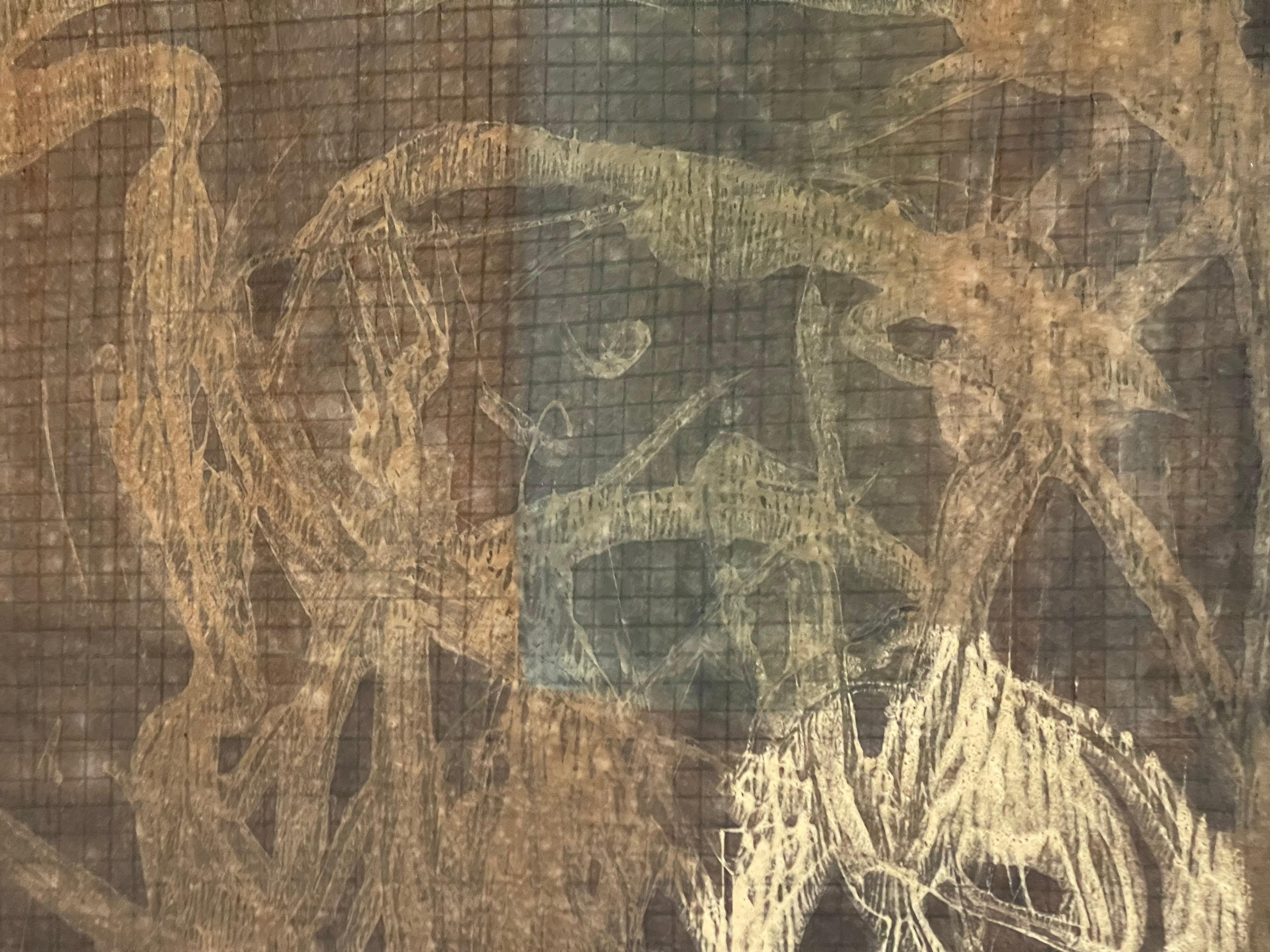 Fine XX secolo Moderno organico  Pittura astratta a tecnica mista in vendita