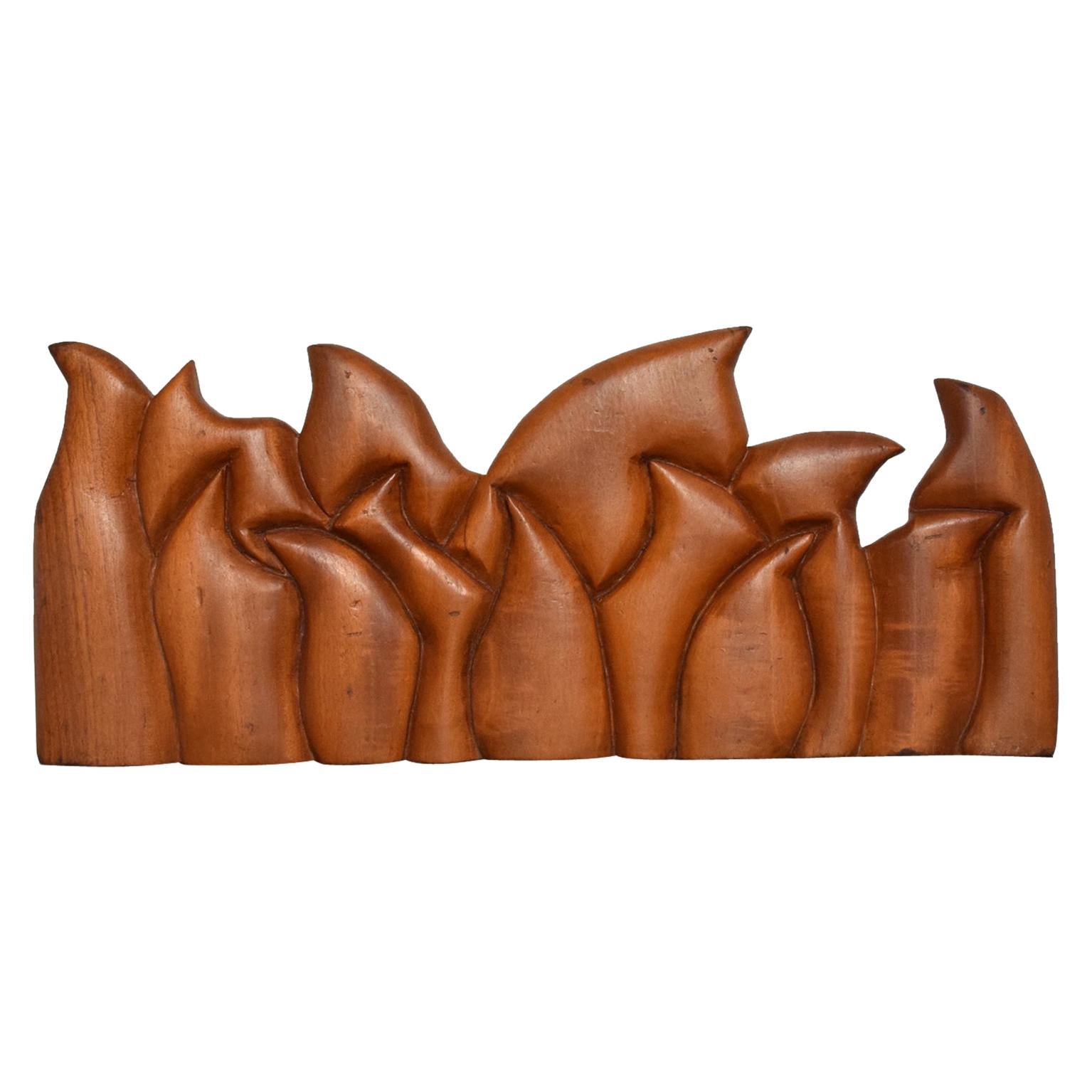 Modern Sculpture Last Supper Victor Rozo La Ultima Cena
Hand carved solid wood. Oiled Wood. 
Signed Victor Rozo 1999 Mexico DF
1 thick x 8 h x 19 w
Original Preowned Vintage Condition. 
Expect vintage wear. 
Scuffs and nicks present.
Refer to images.