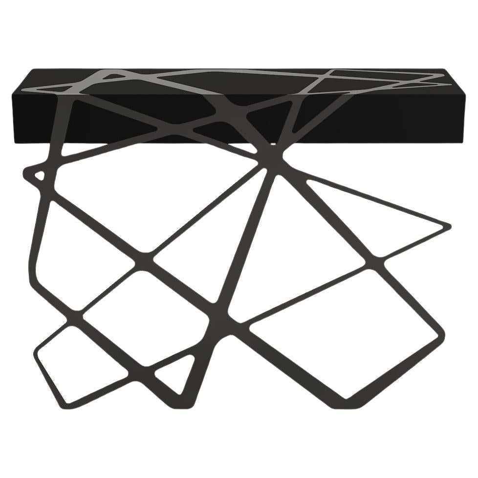 Table console d'appoint Organic Modernity Acier noir brillant Laque noire mate