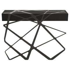 Tavolino da salotto moderno organico Acciaio nero lucido Laccato nero opaco