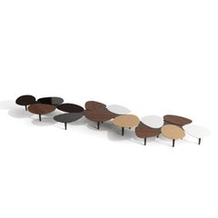Organic Modern Accent Large Center Coffee Table Wood Lacquer Glass Customizable