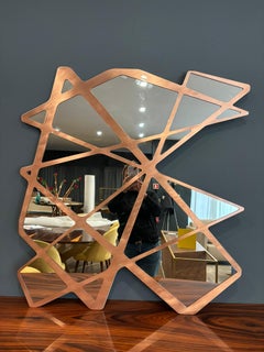 Organic Modern Accent Wall Mirror in Brushed Copper