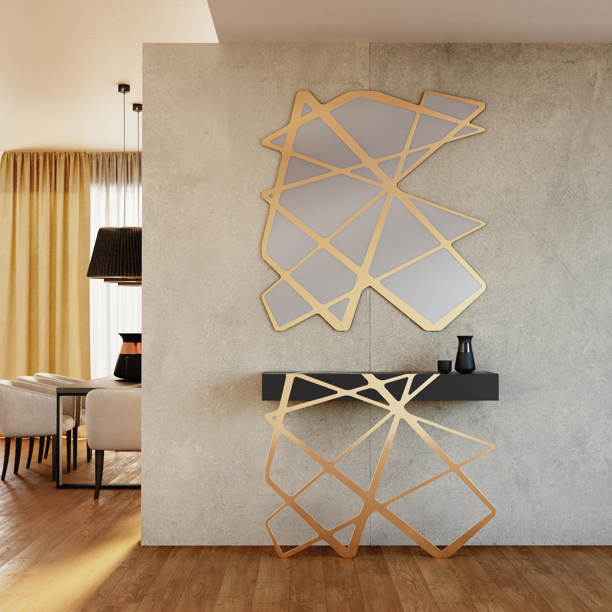 Specchio da parete d'accento moderno organico in rame spazzolato disponibile ora in vendita 4