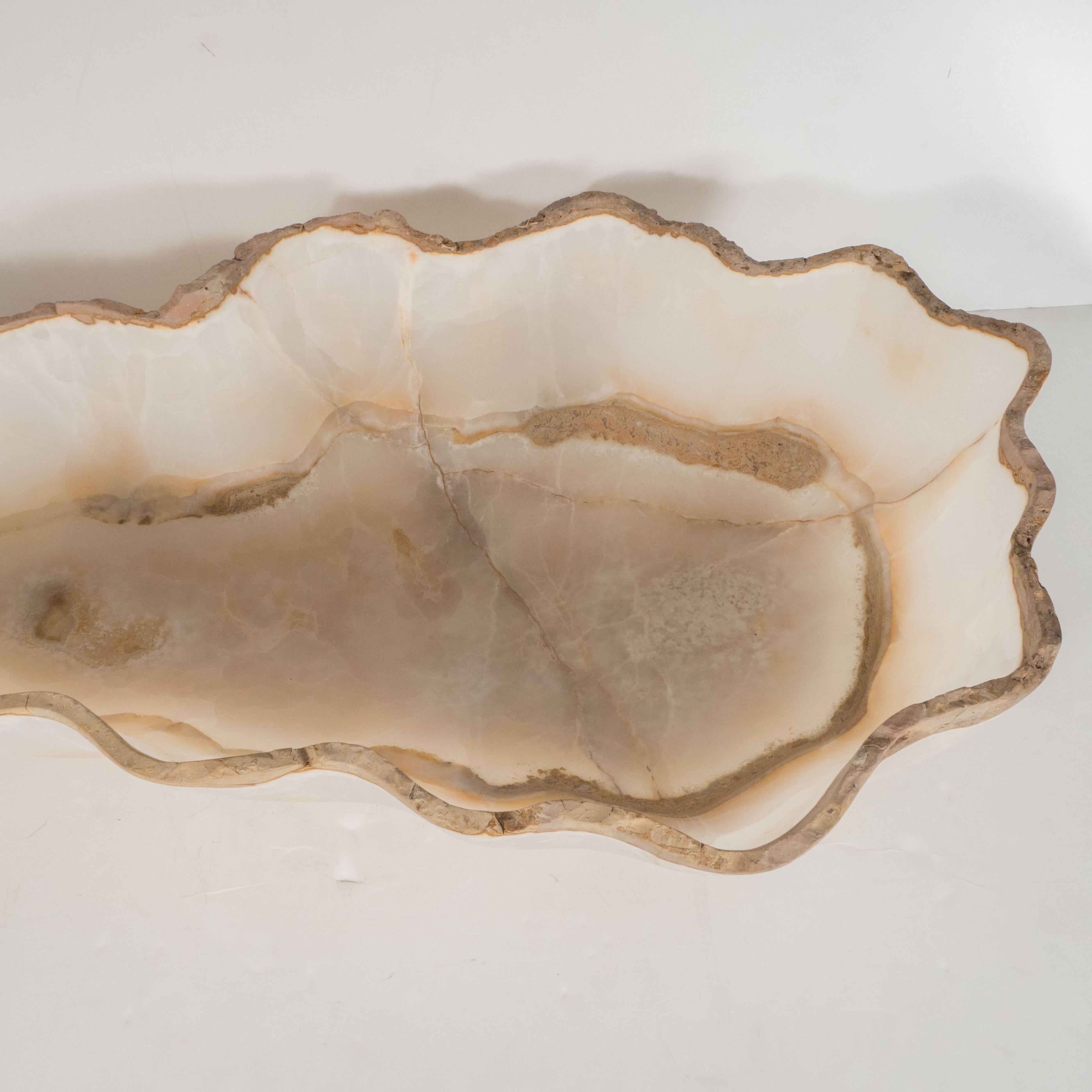 Brazilian Organic Modern Agate Bowl in Sand and Oyster Shell Hues