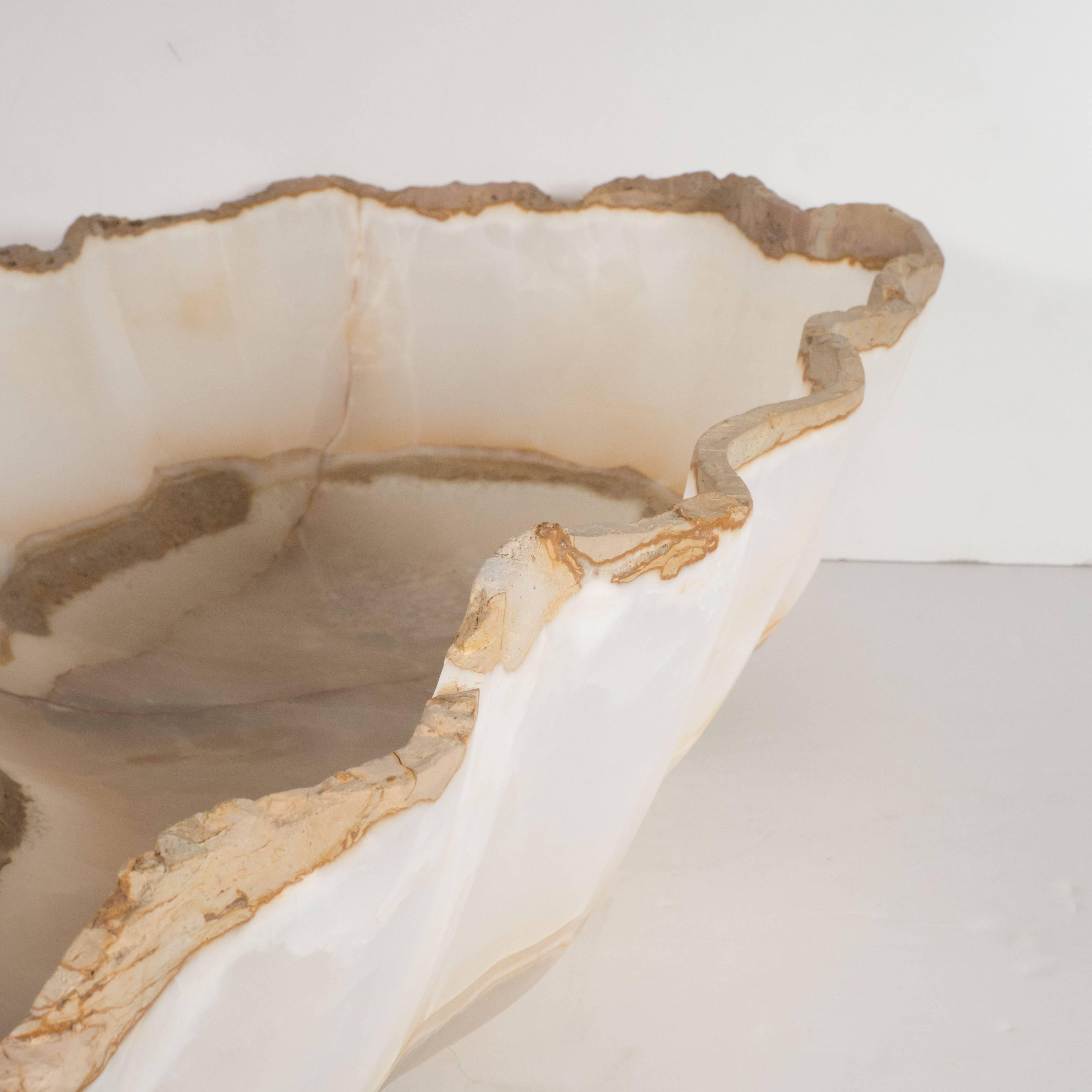 Organic Modern Agate Bowl in Sand and Oyster Shell Hues 1