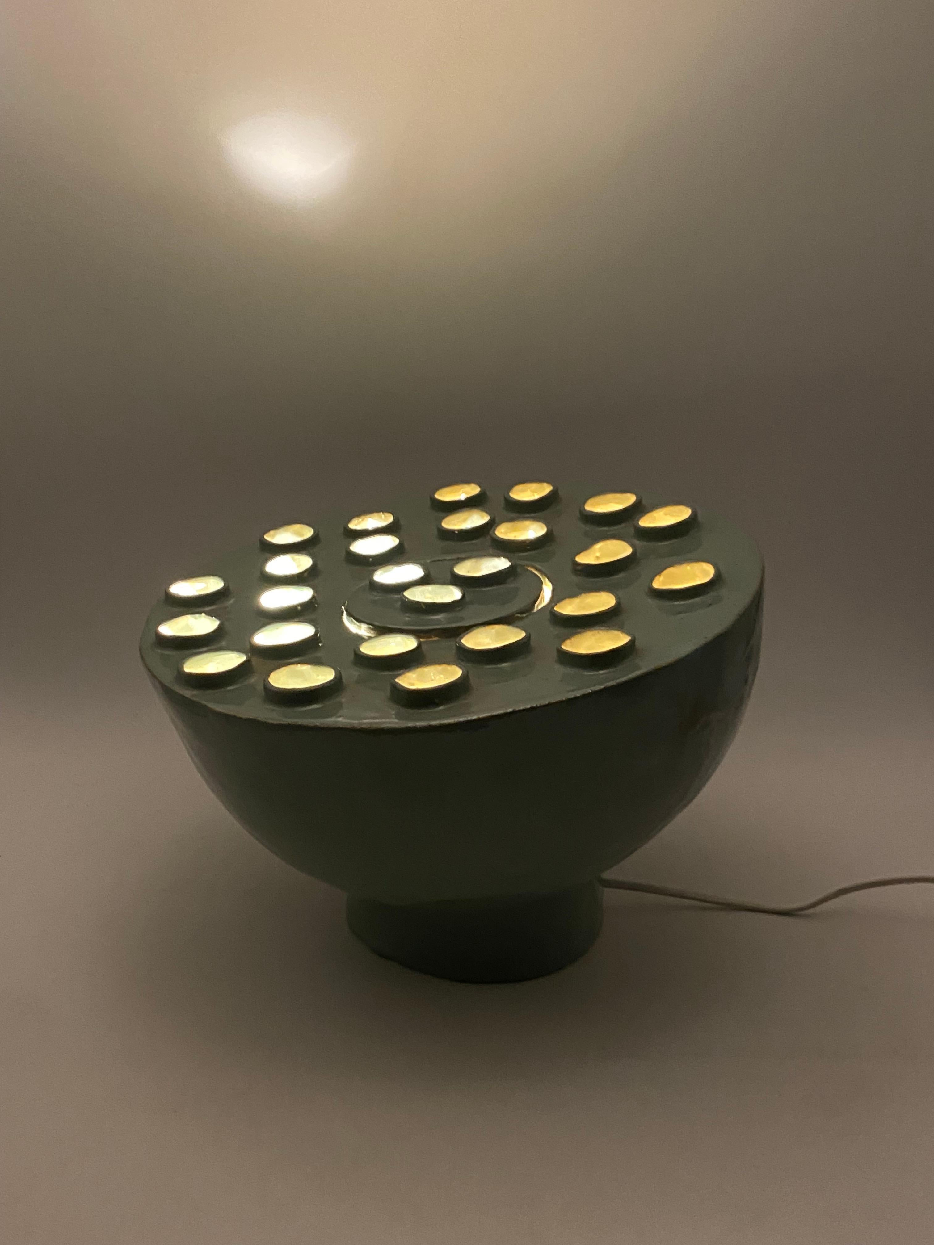 Organic Modern Aquamarine Ceramic Lamp, France, 1980s For Sale 12