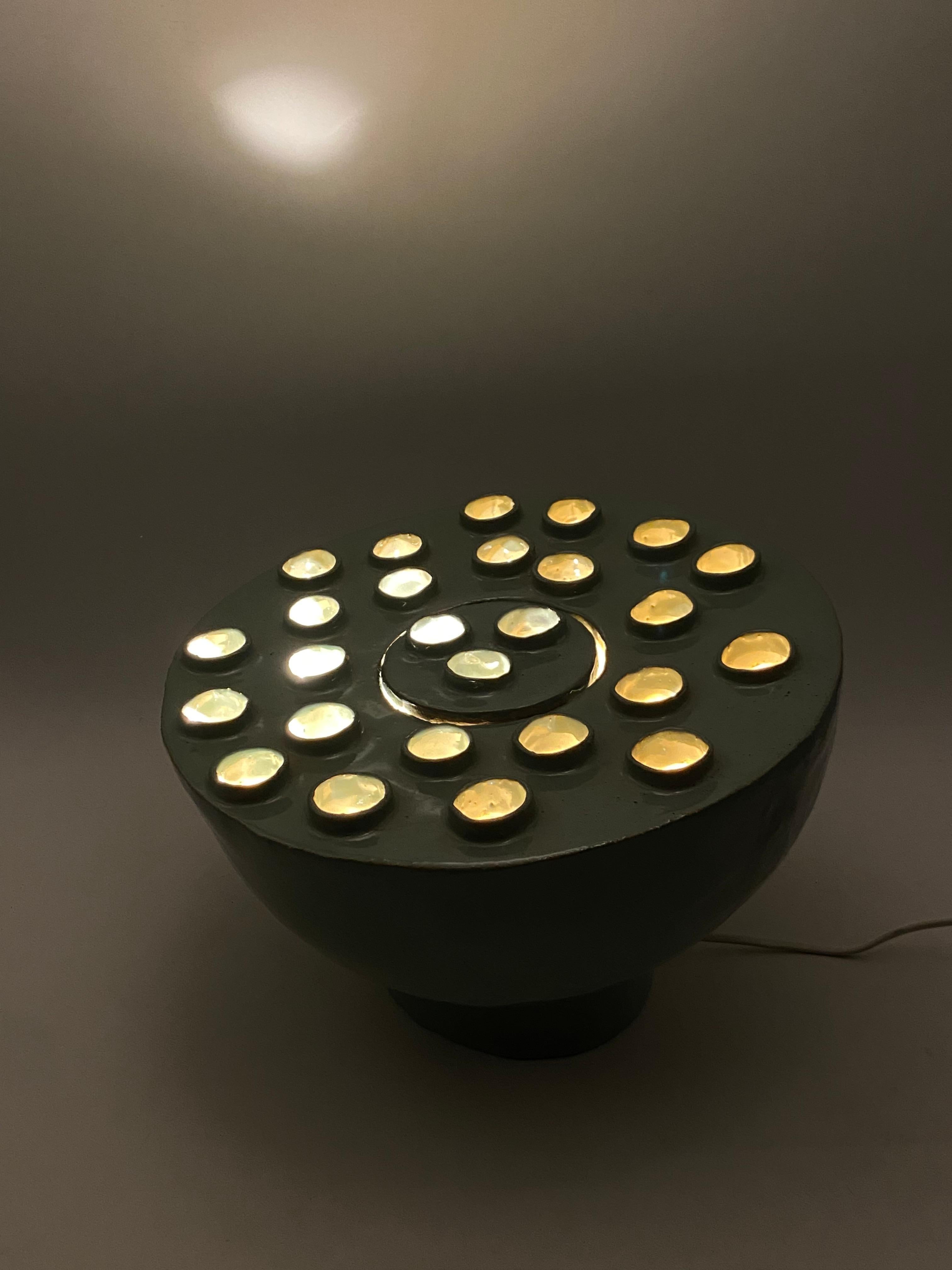 Organic Modern Aquamarine Ceramic Lamp, France, 1980s For Sale 13