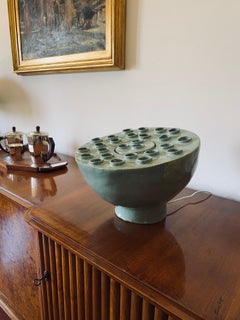 Organic Modern Aquamarine Ceramic Lamp, France, 1980s