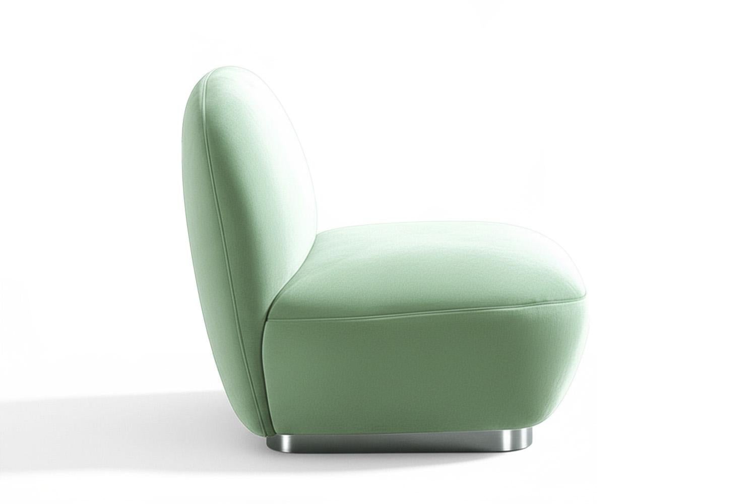 Moderner organischer Akzentstuhl Susurro aus aquamarinfarbenem Samt (Organische Moderne) im Angebot