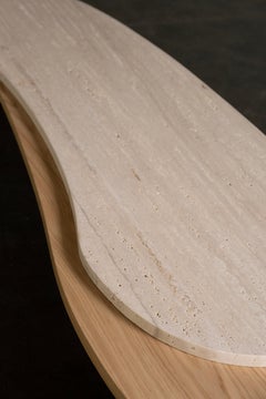 Modern Armona Travertine Coffee Table, Oak Travertine, Handmade Greenapple
