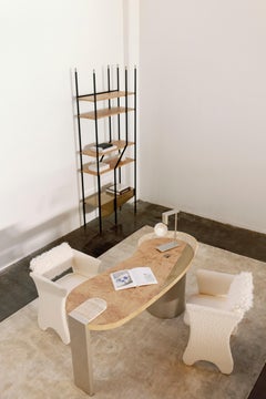 Scrivania moderna organica Armona, Oak, Travertino, fatta a mano in Portogallo da Greenapple